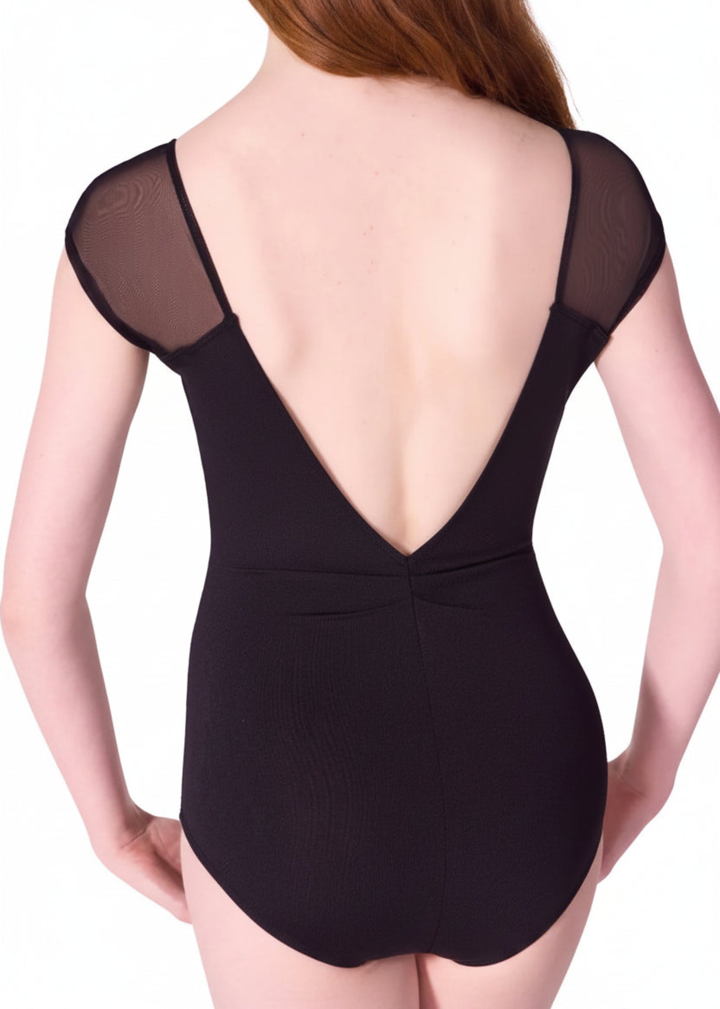 Moonstruck Cap Sleeve Leotard Black back view