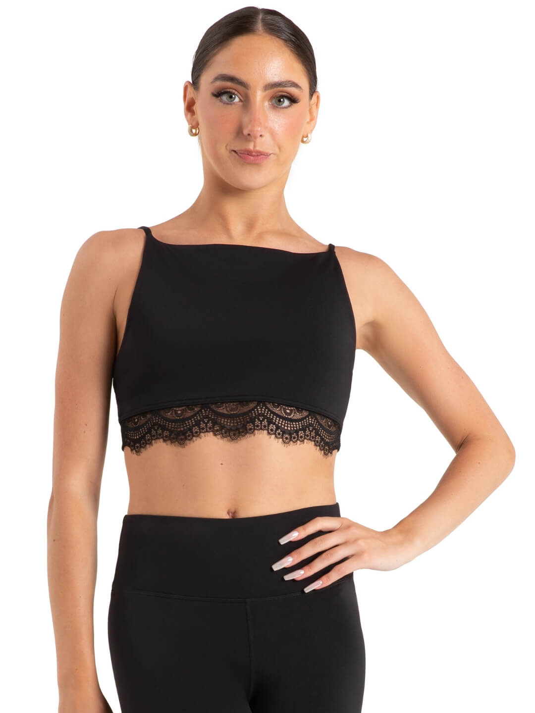 Ocean Breeze Bra Top Black front view