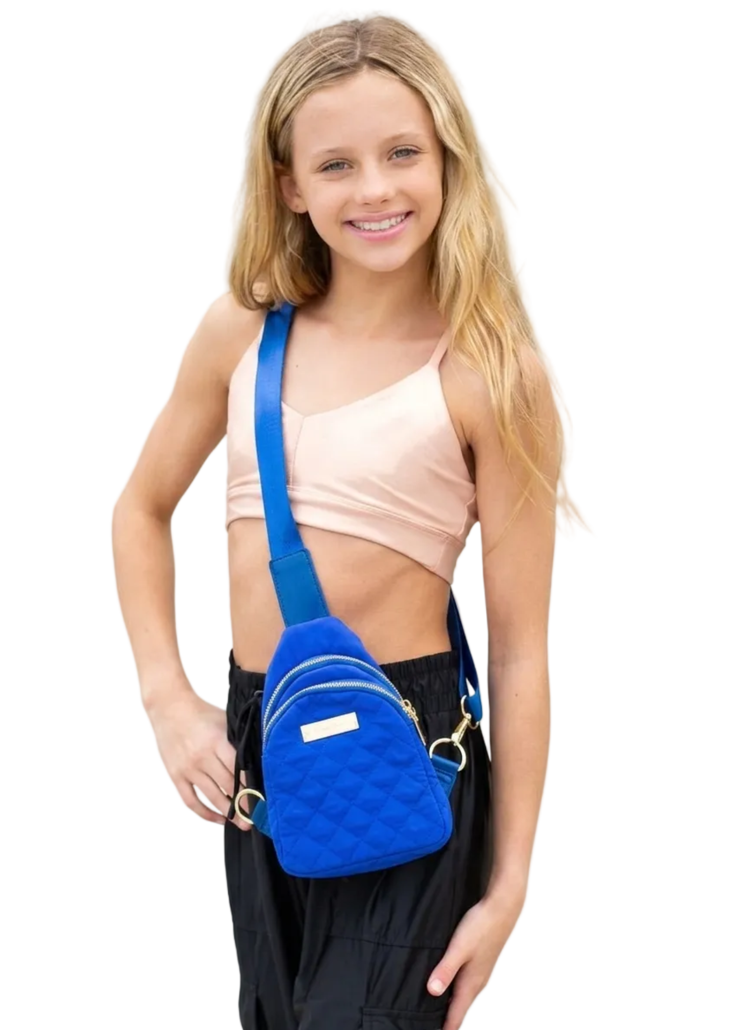 On the Move Puffer Sling Bag Royal Blue front view