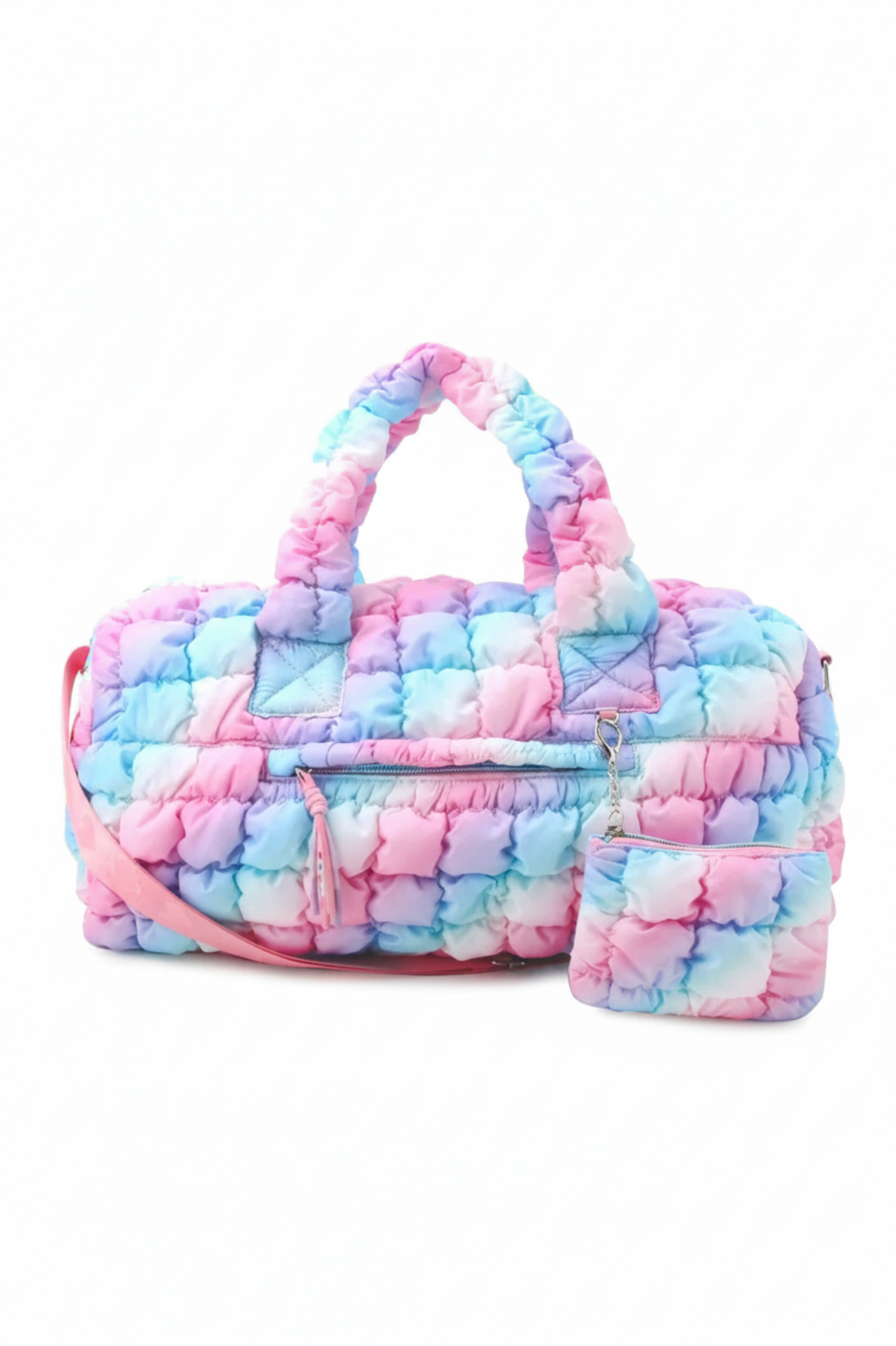 Quilt Scrunch Large Duffel Pink front view