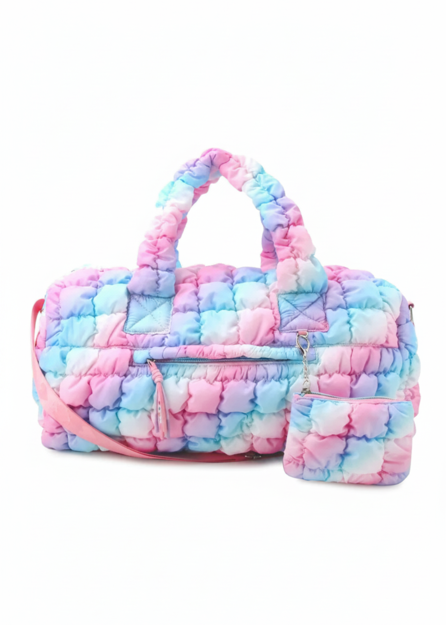 Quilt Scrunch Large Duffel Pink front view