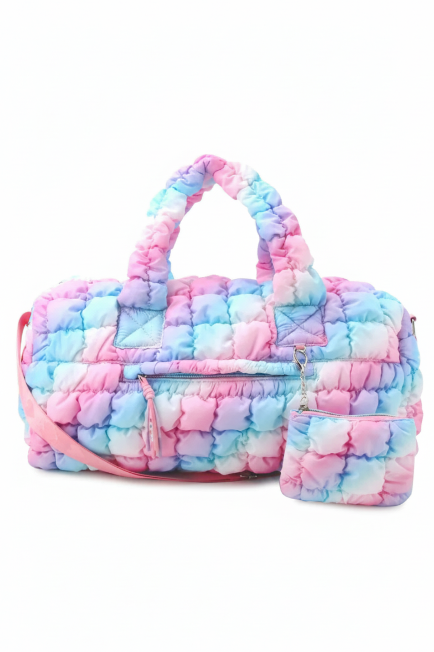 Quilt Scrunch Large Duffel Pink front view