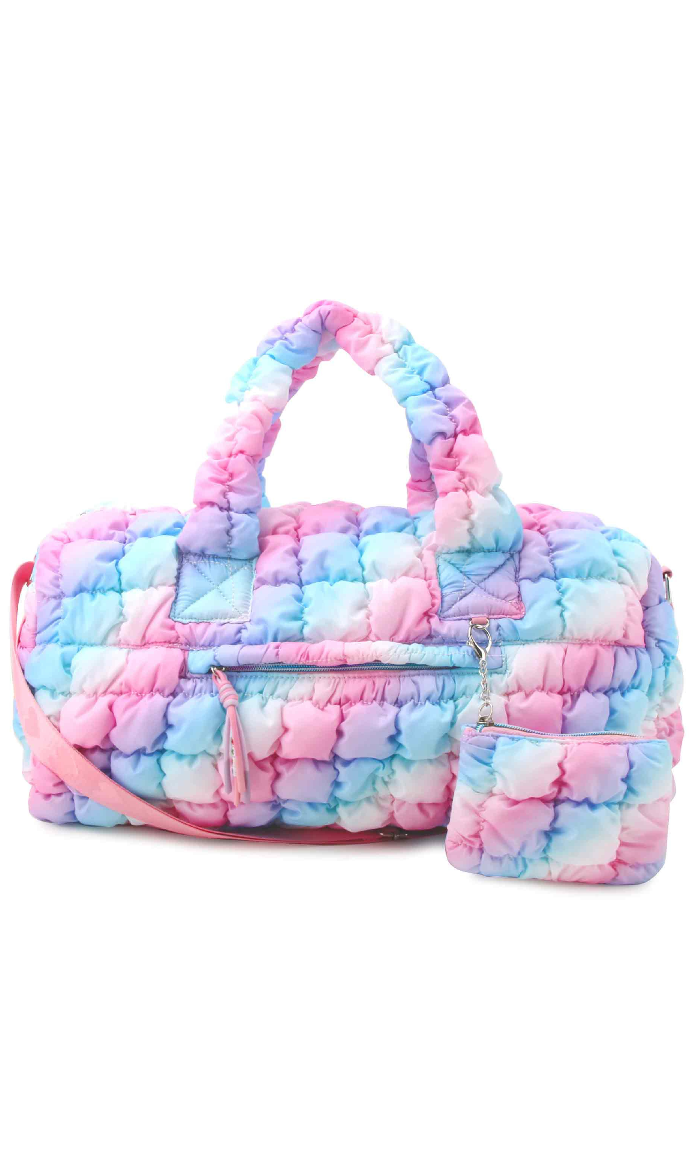 Quilt Scrunch Large Duffel Pink front view