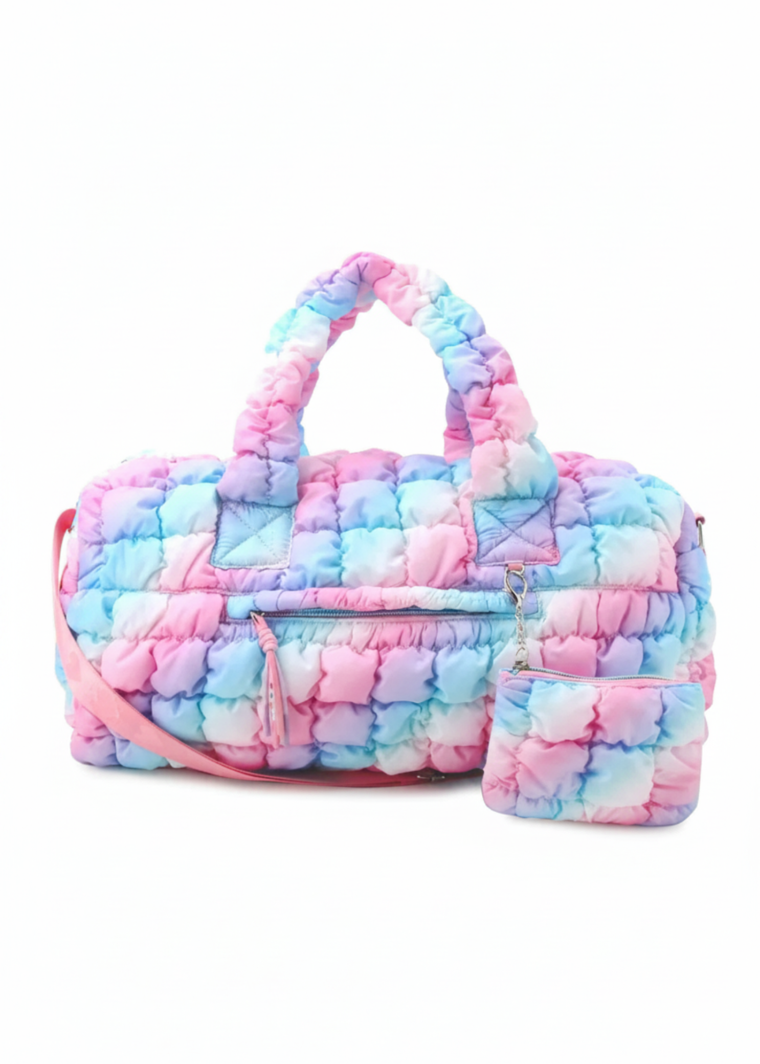 Quilt Scrunch Large Duffel Pink front view