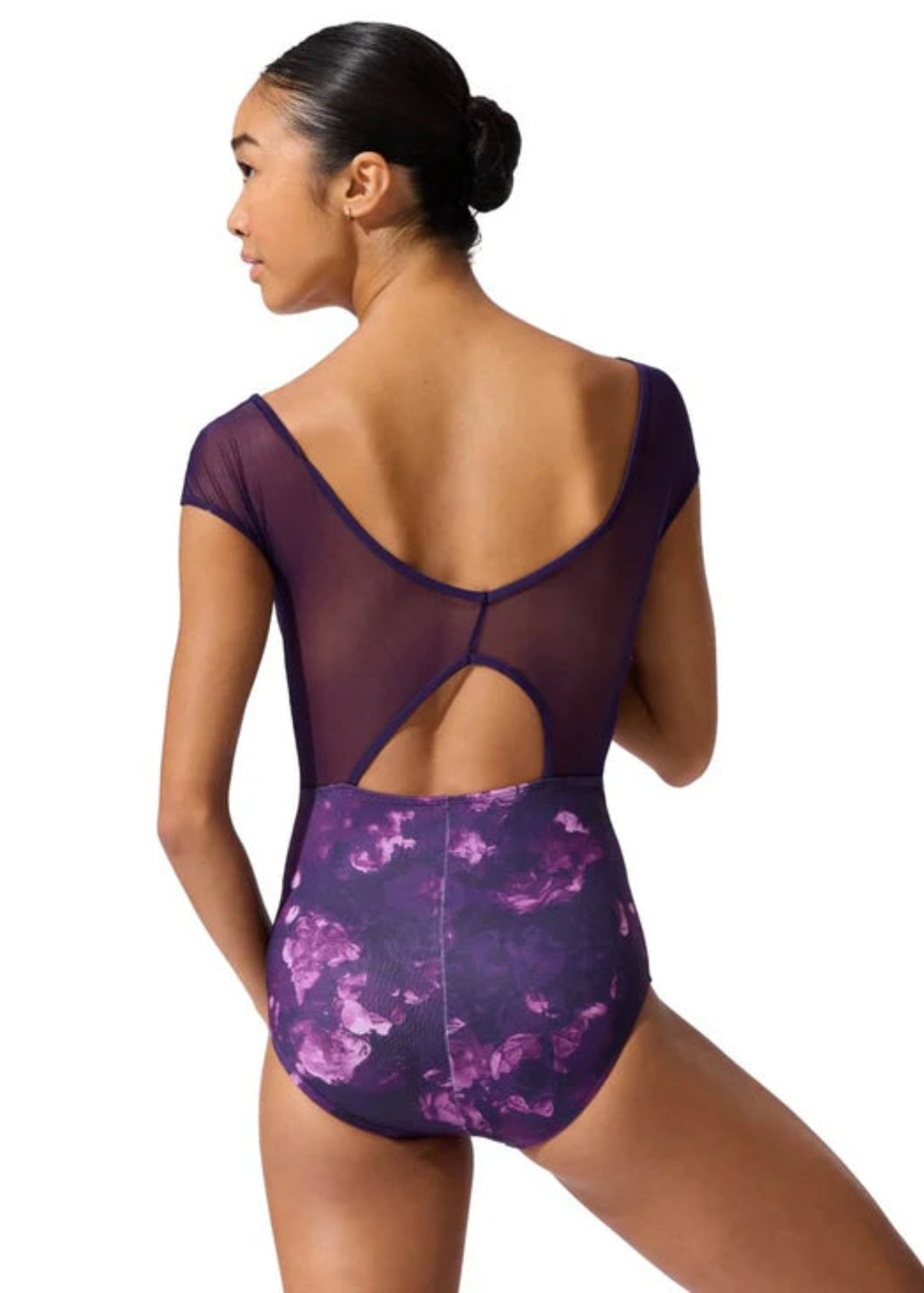 Polyantha Leotard Twilight Rose Print back view