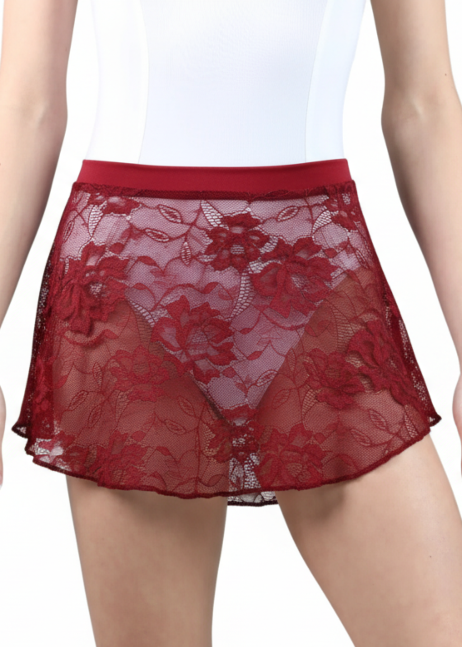 Pull-On High Low Skirt Ruby front view