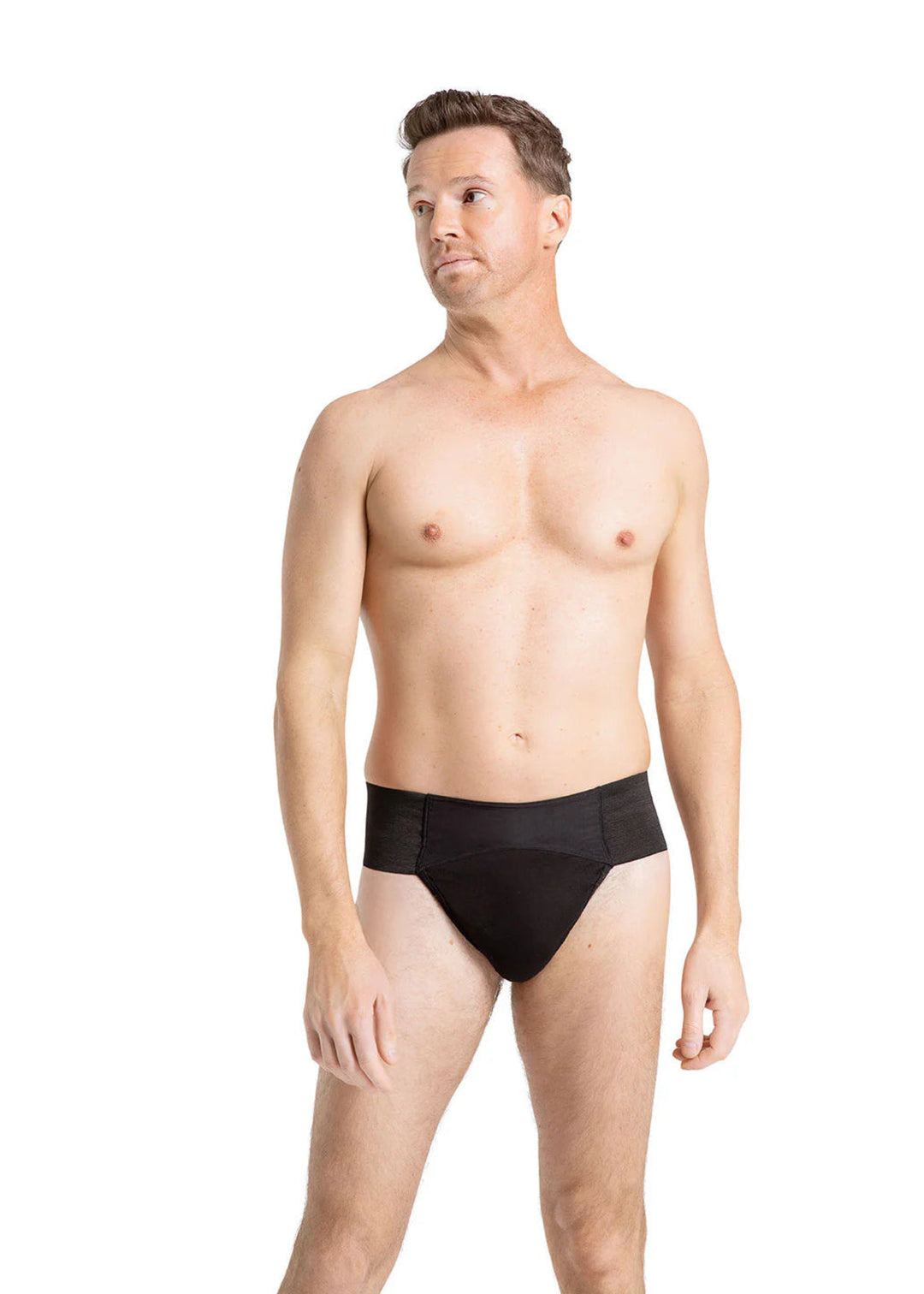 Quilted Thong Dance Belt Black front view