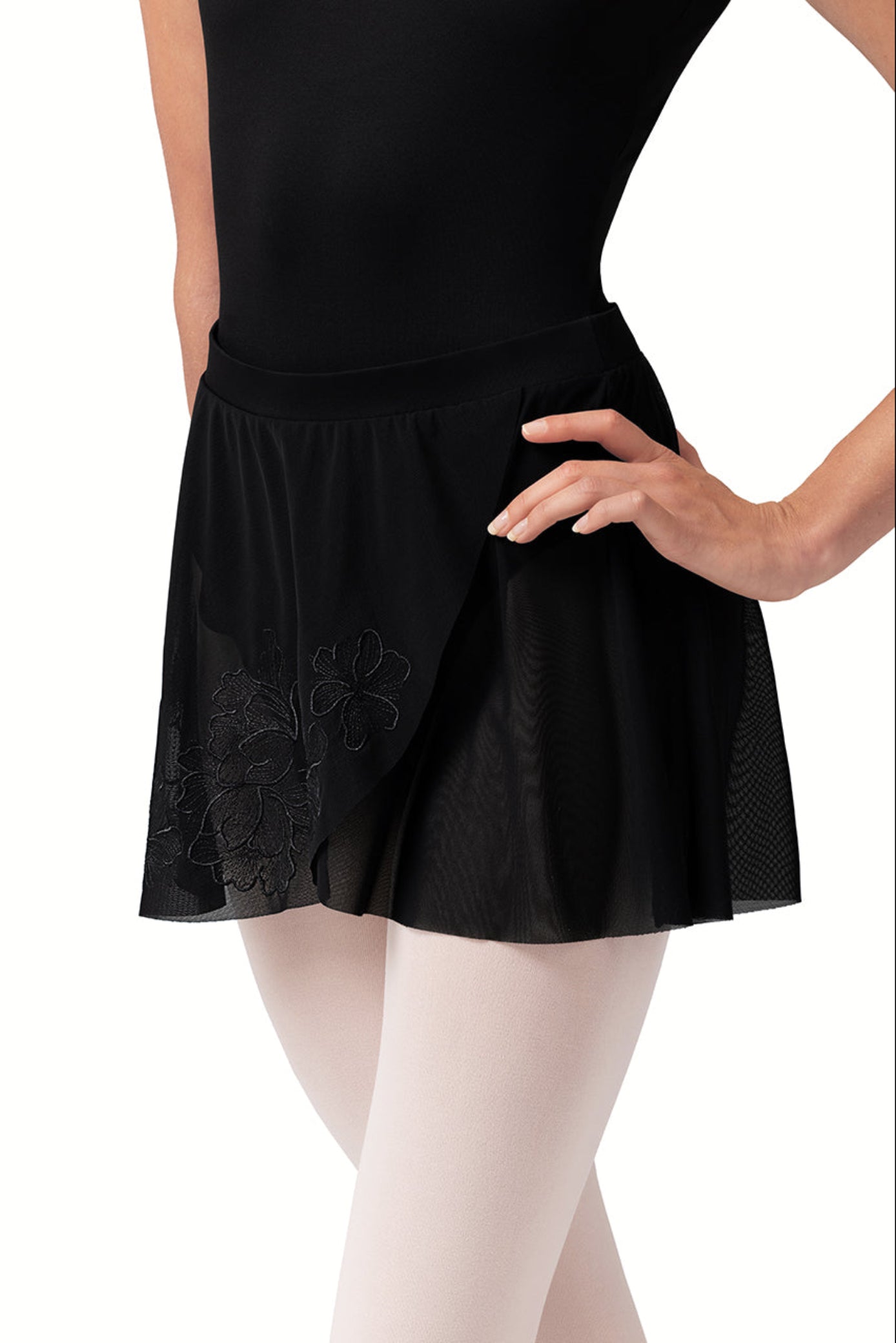 Embroidered Skirt Black front view