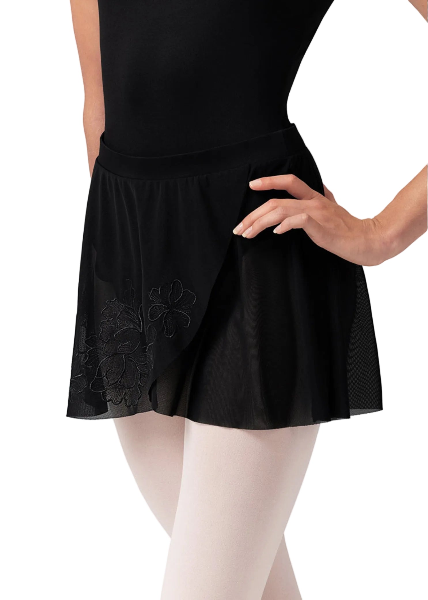 Embroidered Skirt Black front view