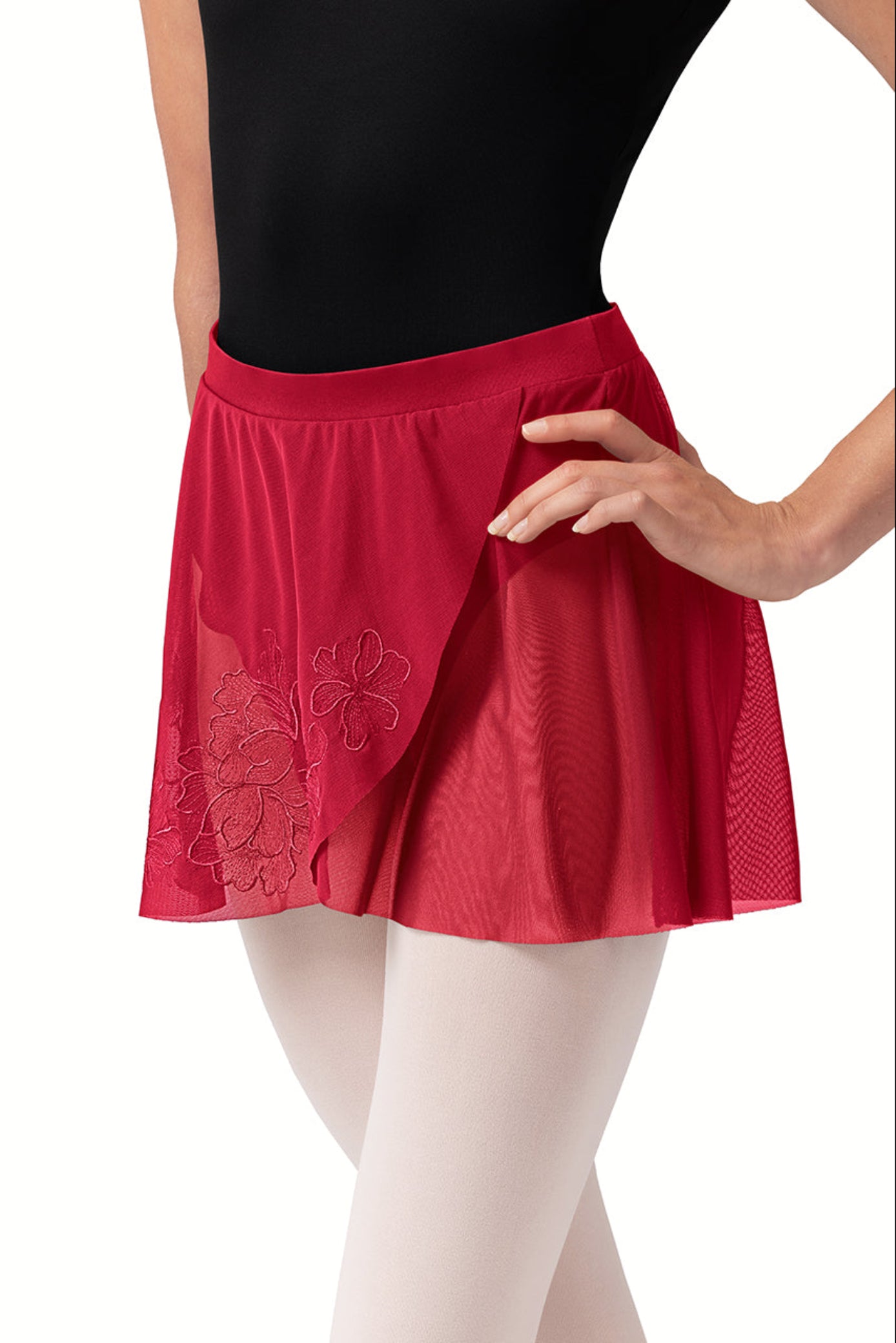 Embroidered Skirt Scarlet front view