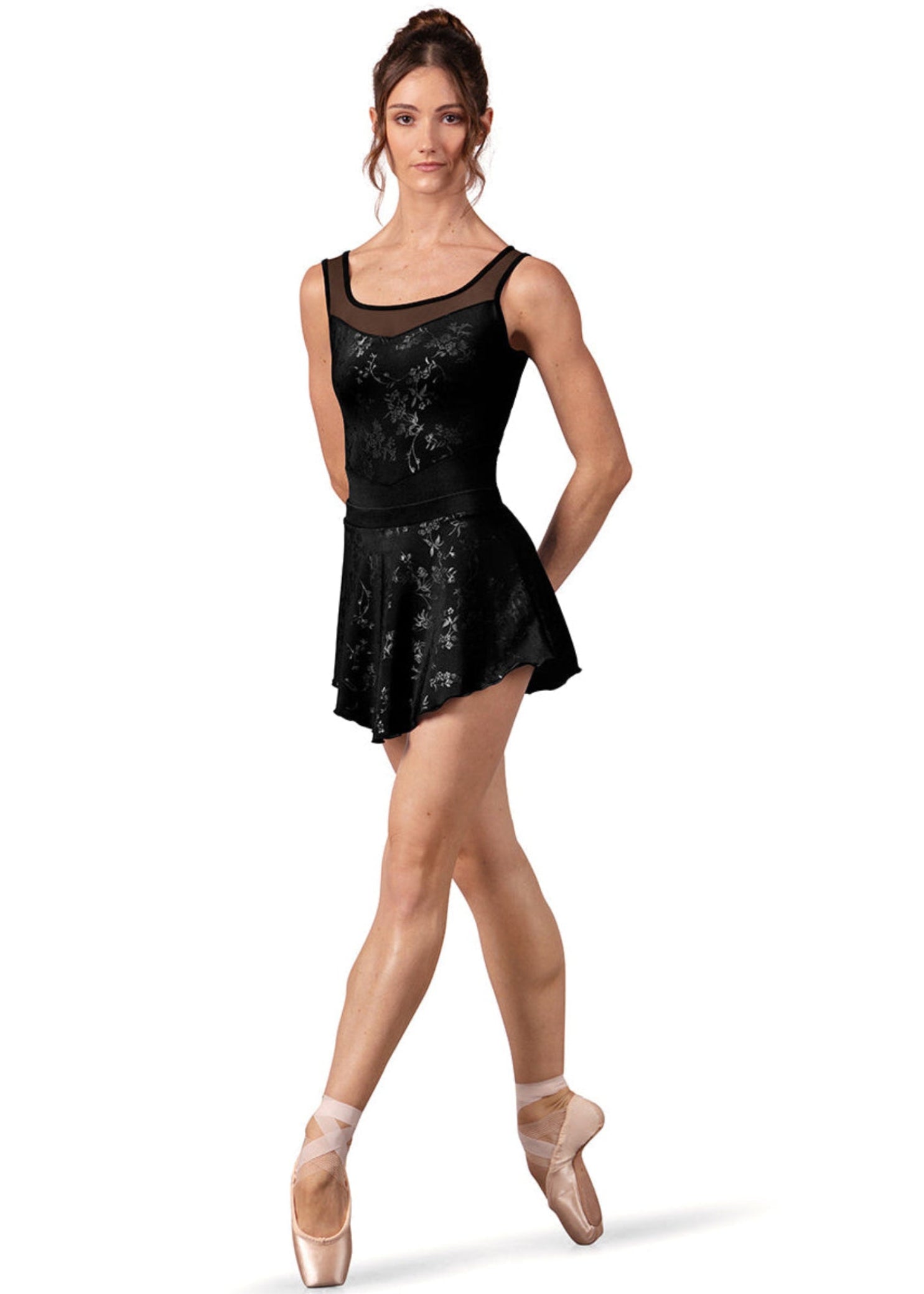 Selena Floral Skirt Black front view
