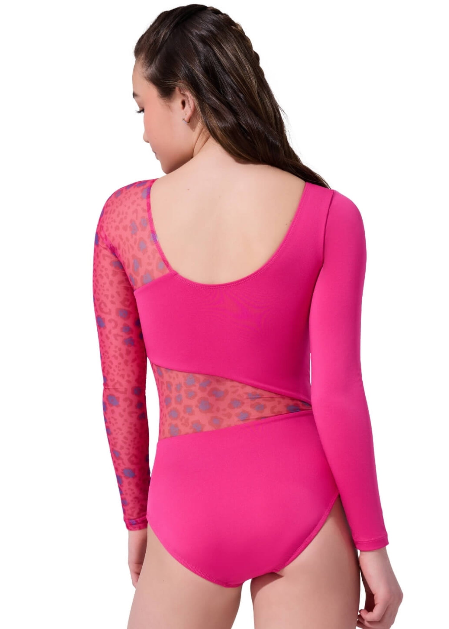 Rainforest Leotard Fuchsia Purple back view