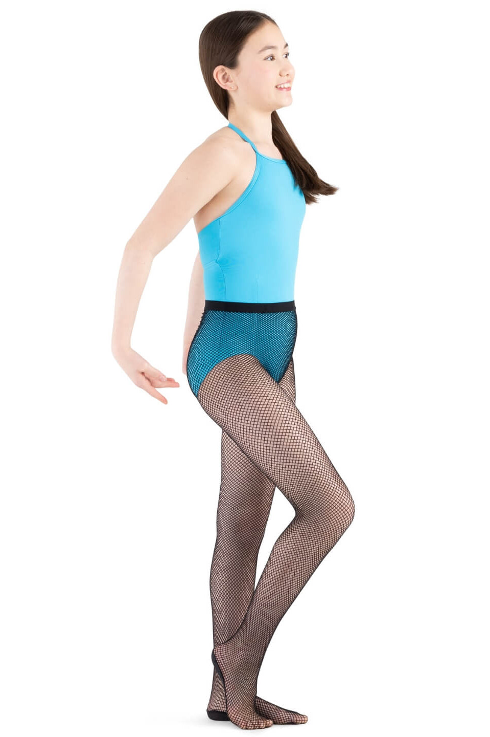 Rhinestone Fishnet Tight Black side view