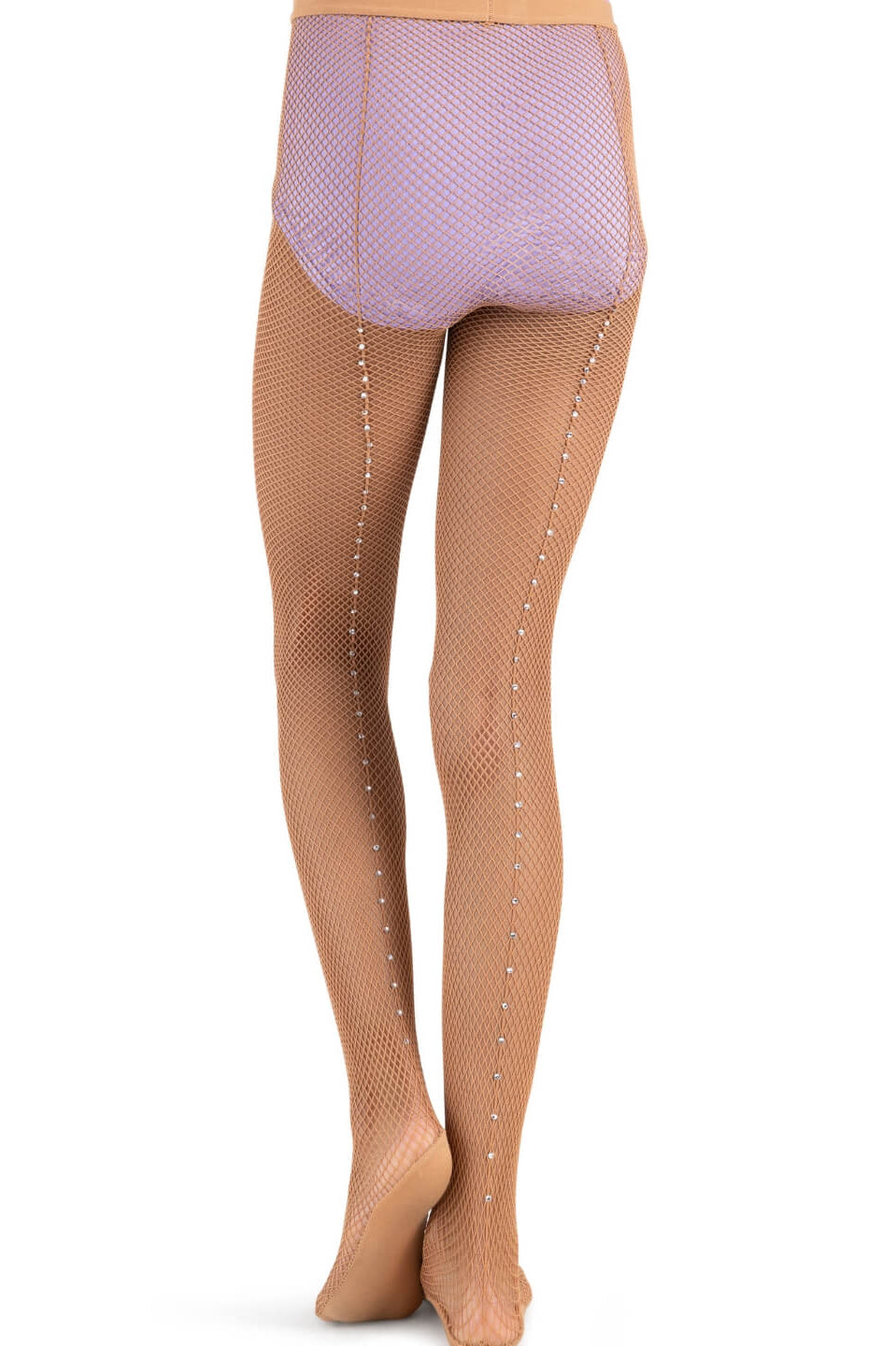 Rhinestone Fishnet Tight Suntan back view