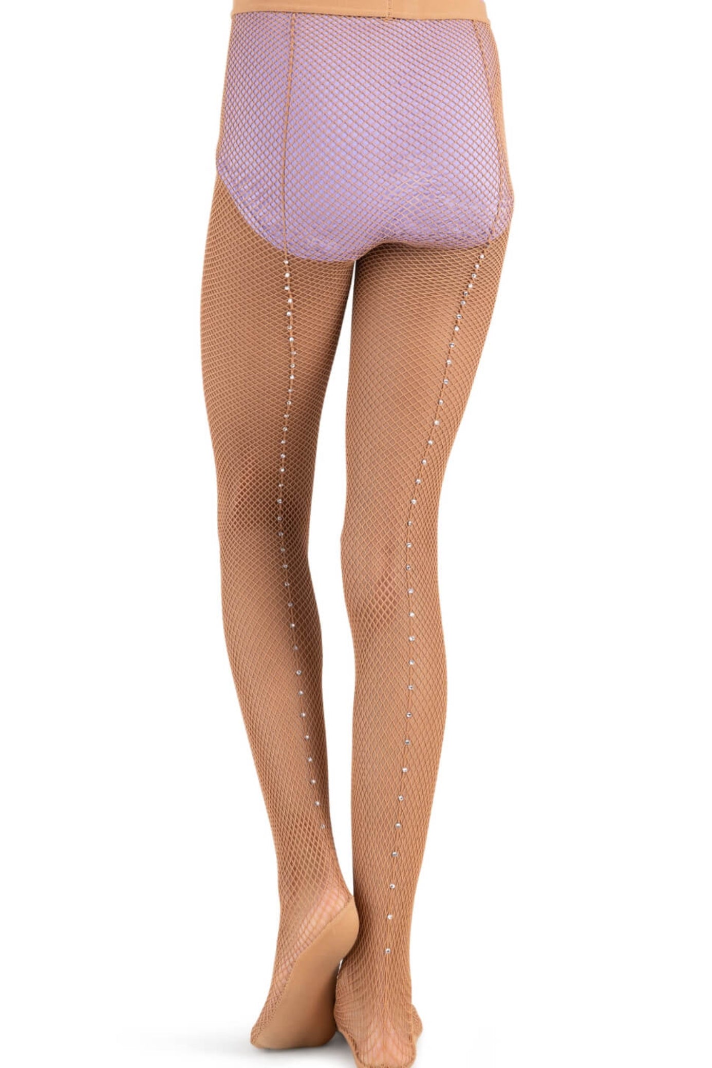 Rhinestone Fishnet Tight Suntan back view