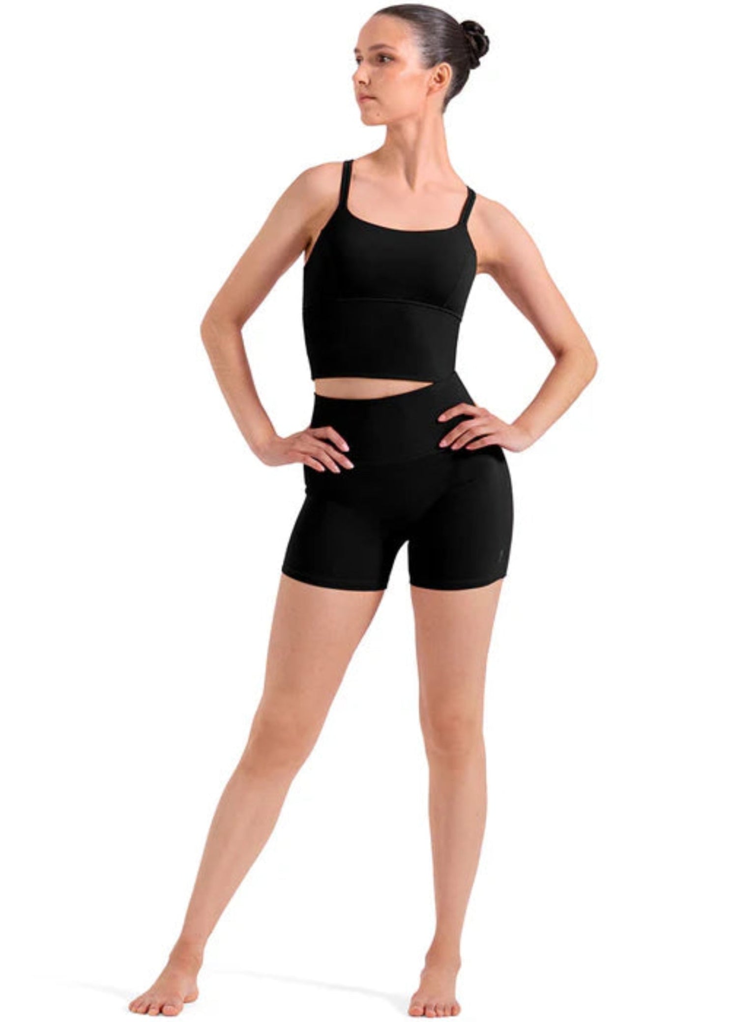 Rib Waist Shorts Black front view