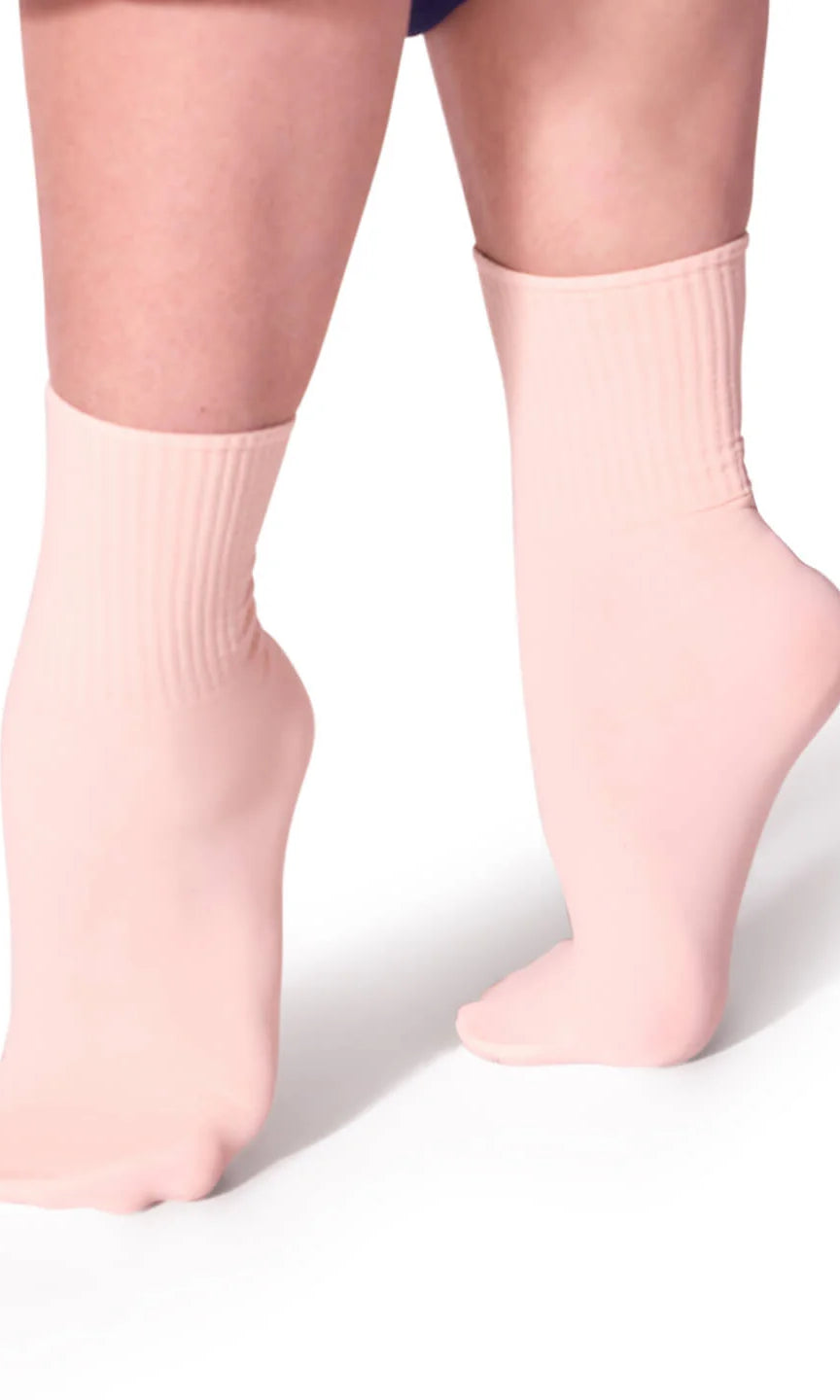 Ribbed Sock Ballet Pink side view