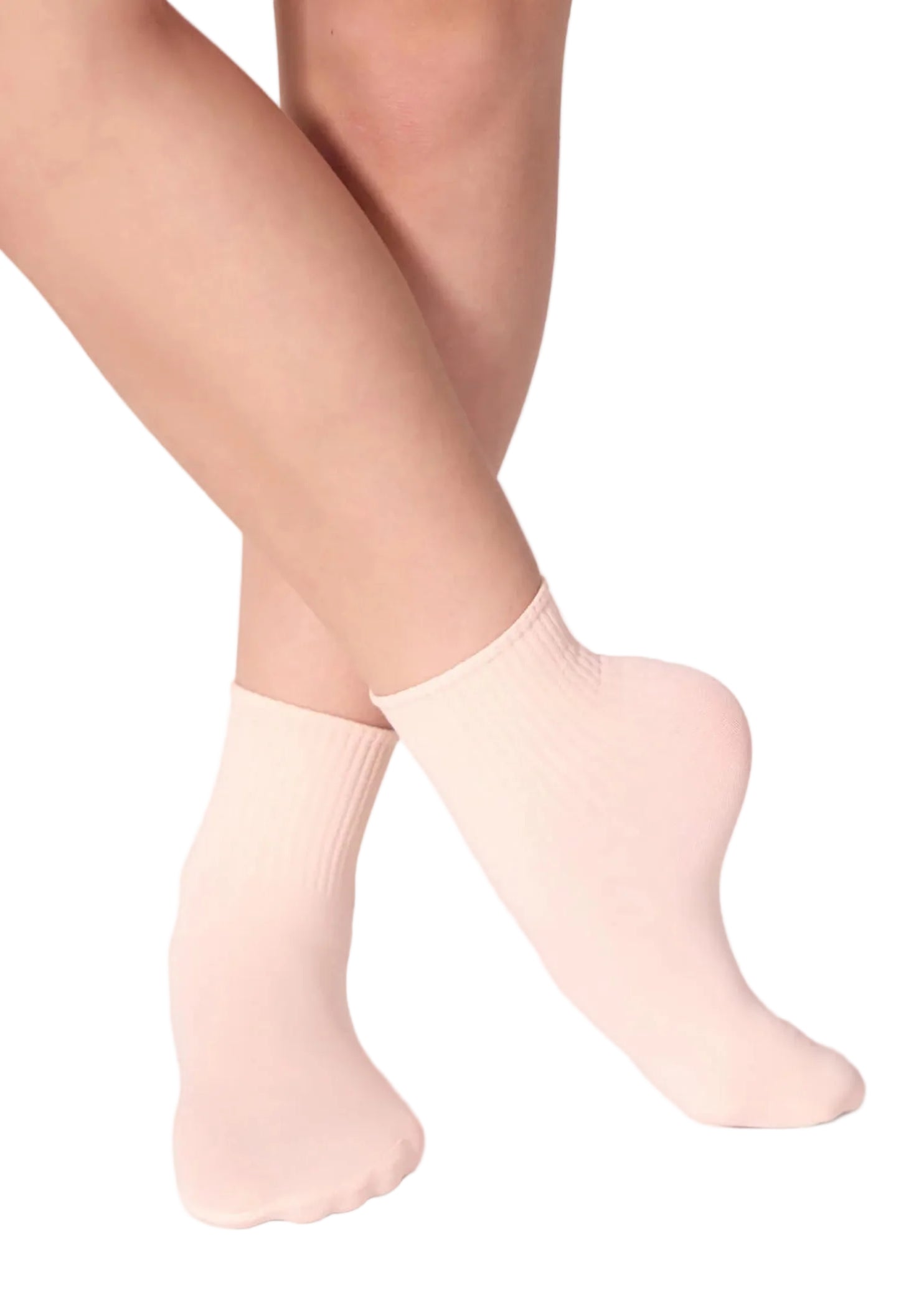 Ribbed Sock Ballet Pink front view
