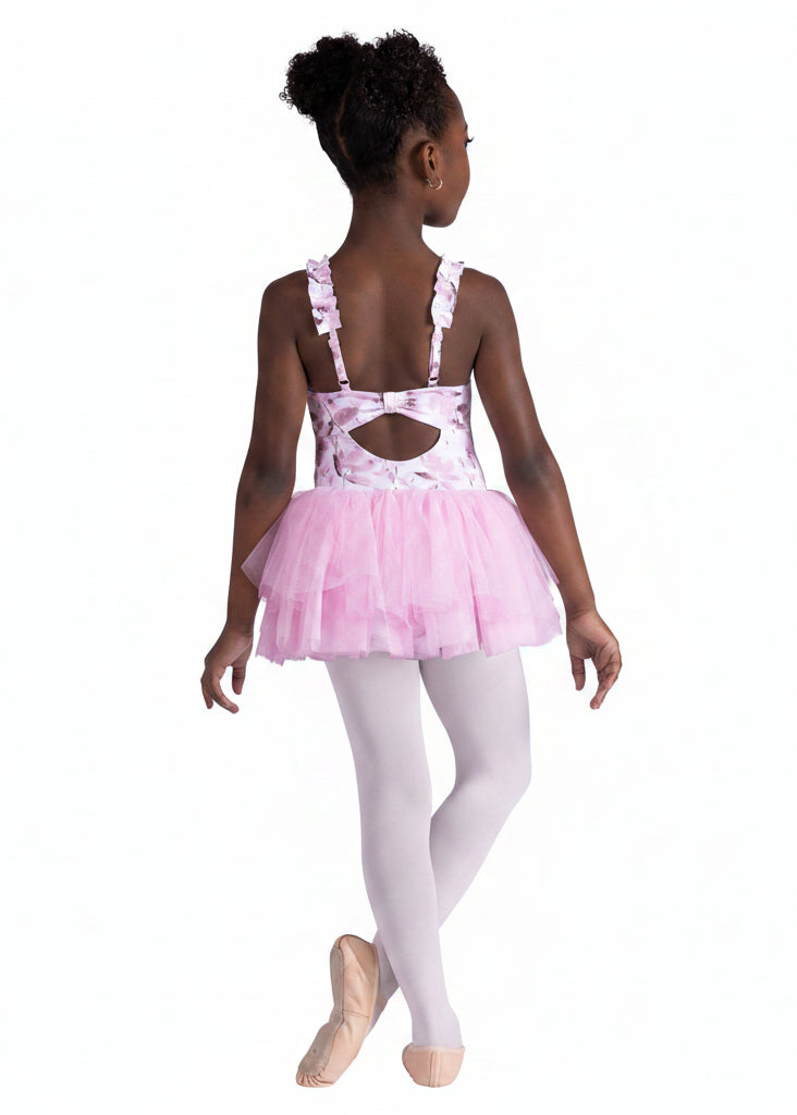 Ruffle Print Dress Pink back view