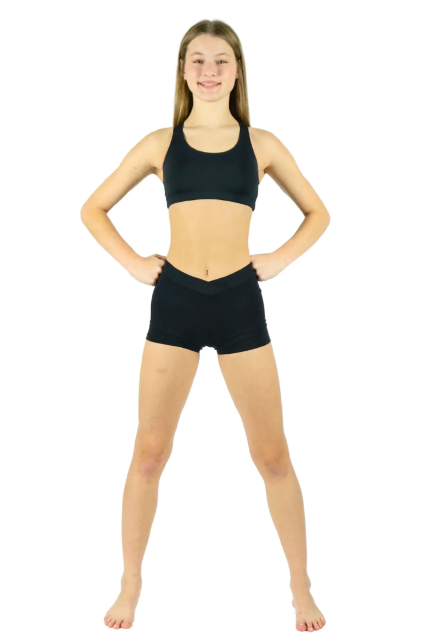 V-Waist Short Black front view