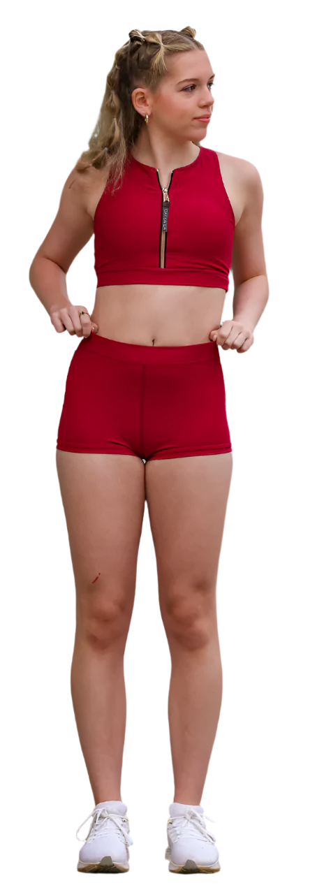 Bravery Top & Short Red Plum front view