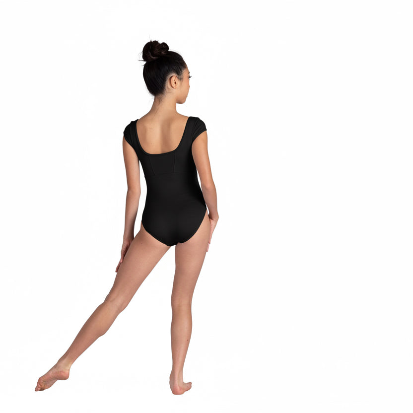 Square Neck Leotard Black back view