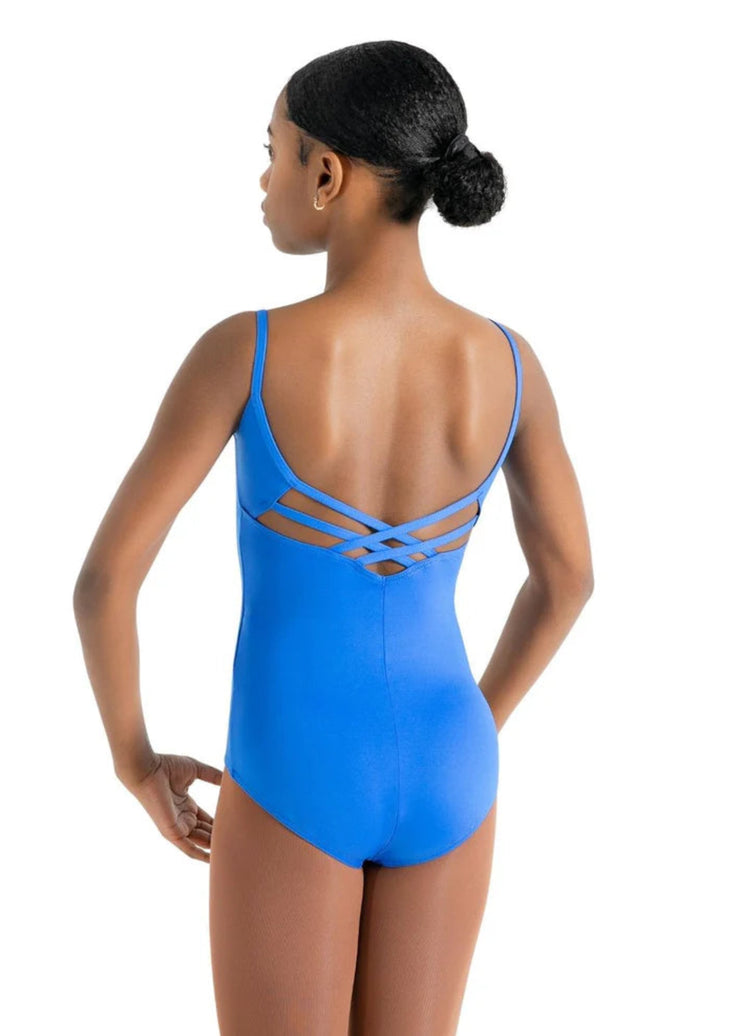 Strappy Back Cami Leotard Royal back view