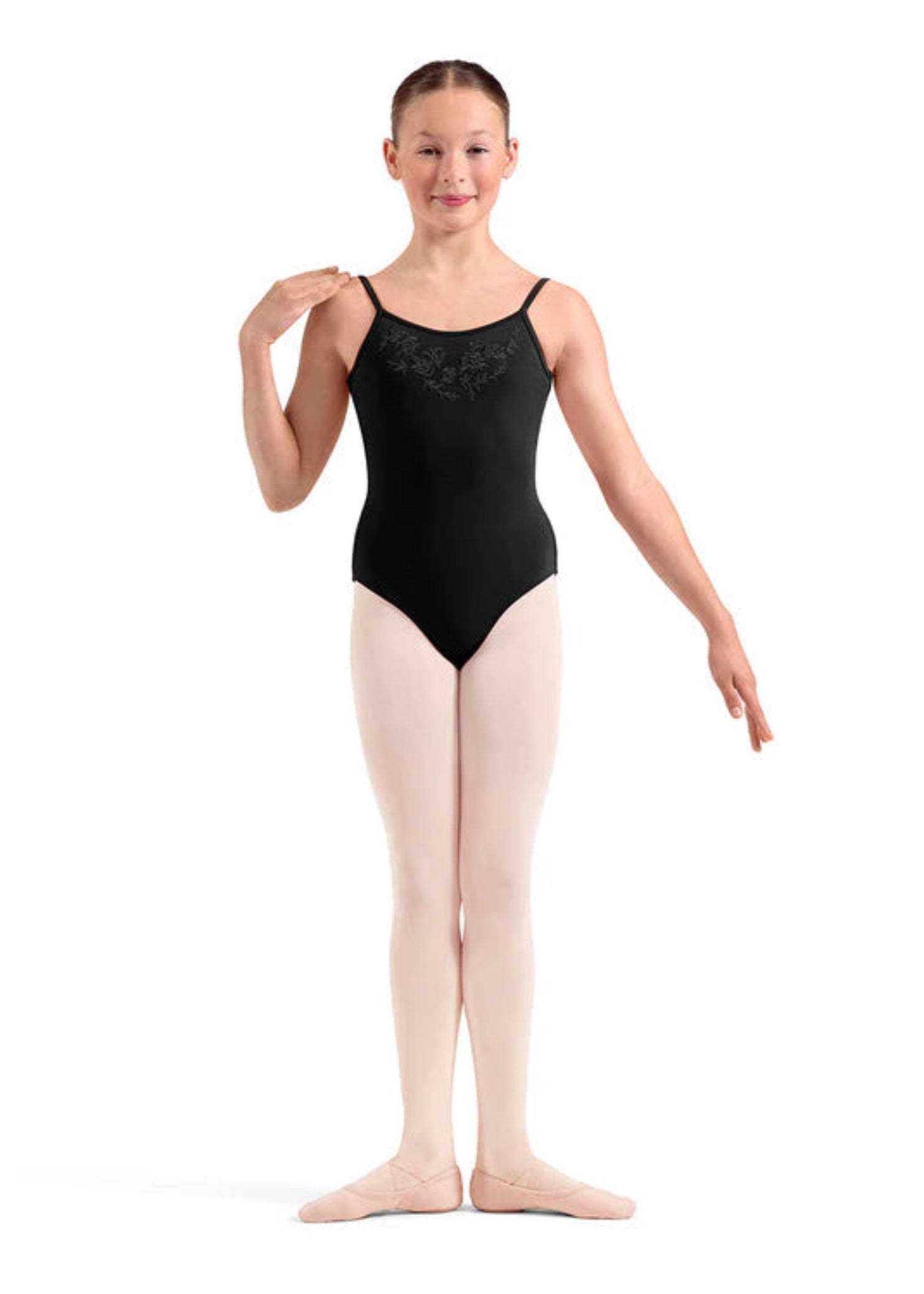 Strappy Camisole Leotard Black front view