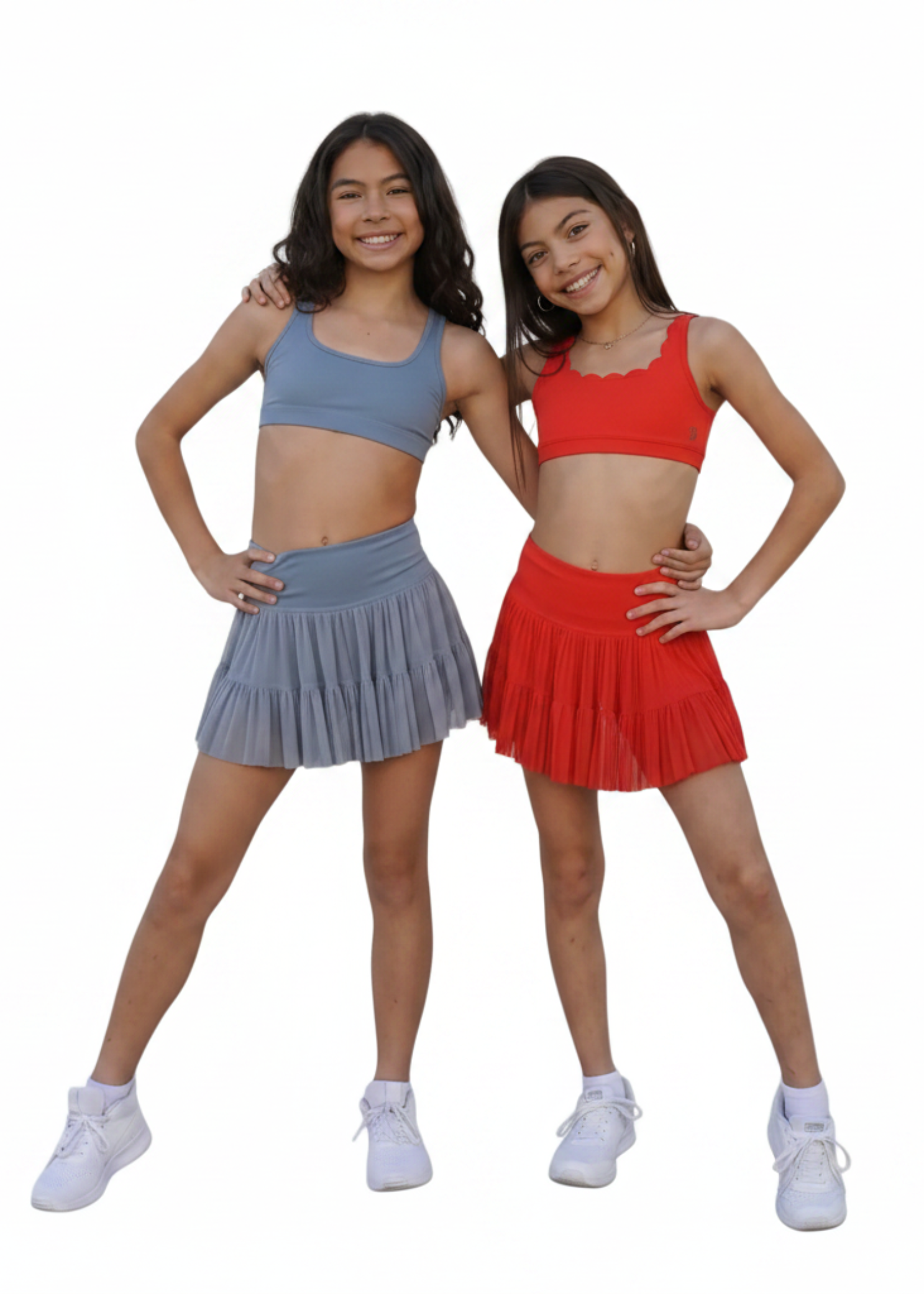 Tennis Skort Steel Blue and Red lifestyle view