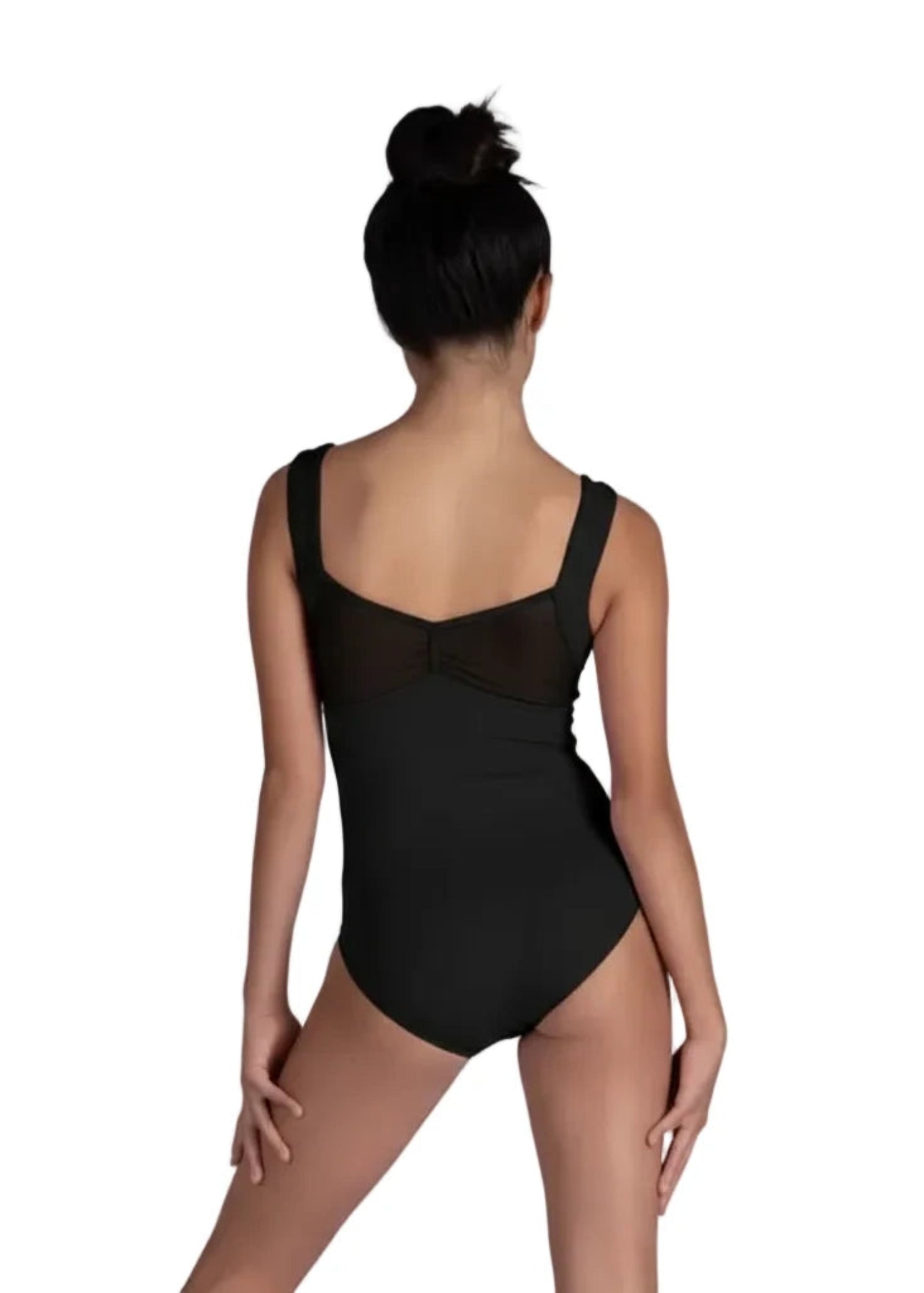 Two-Tone Tank Leotard Black back view