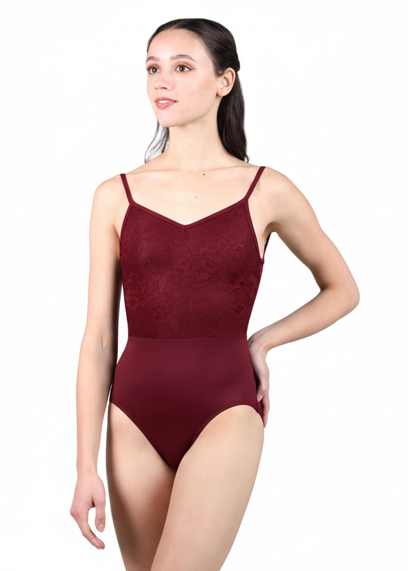 V-Neck Cami Leotard Ruby front view