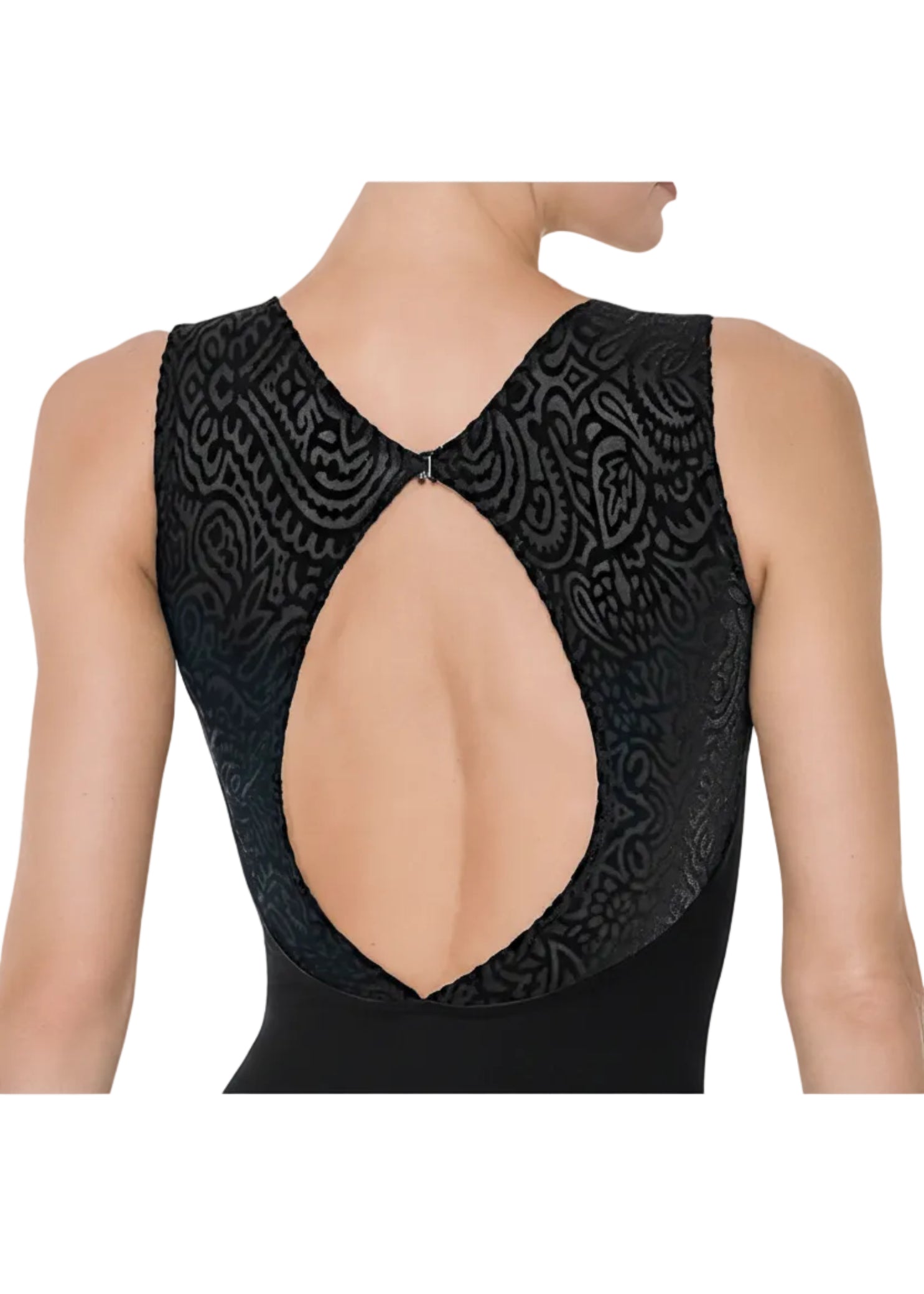 Velvet Couture Cut-Out Leotard Black detail view