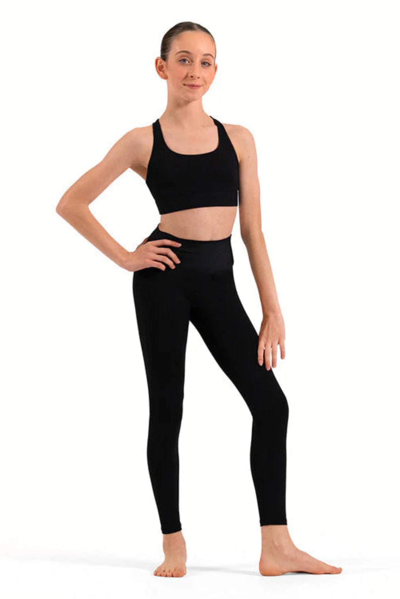 X-Back Crop Top Black front view