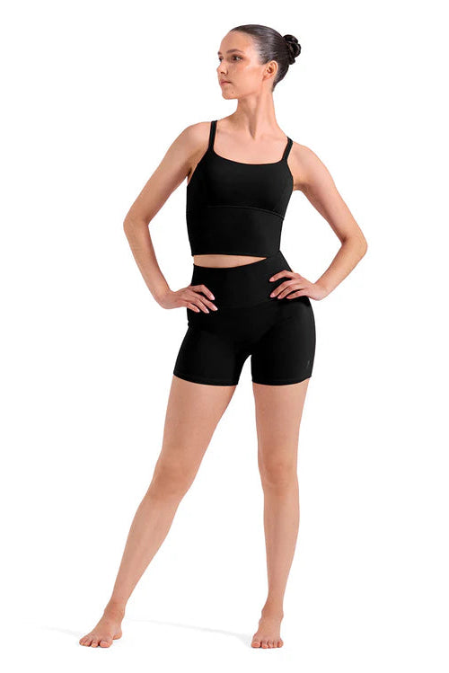 X-Back Crop Top Black front view