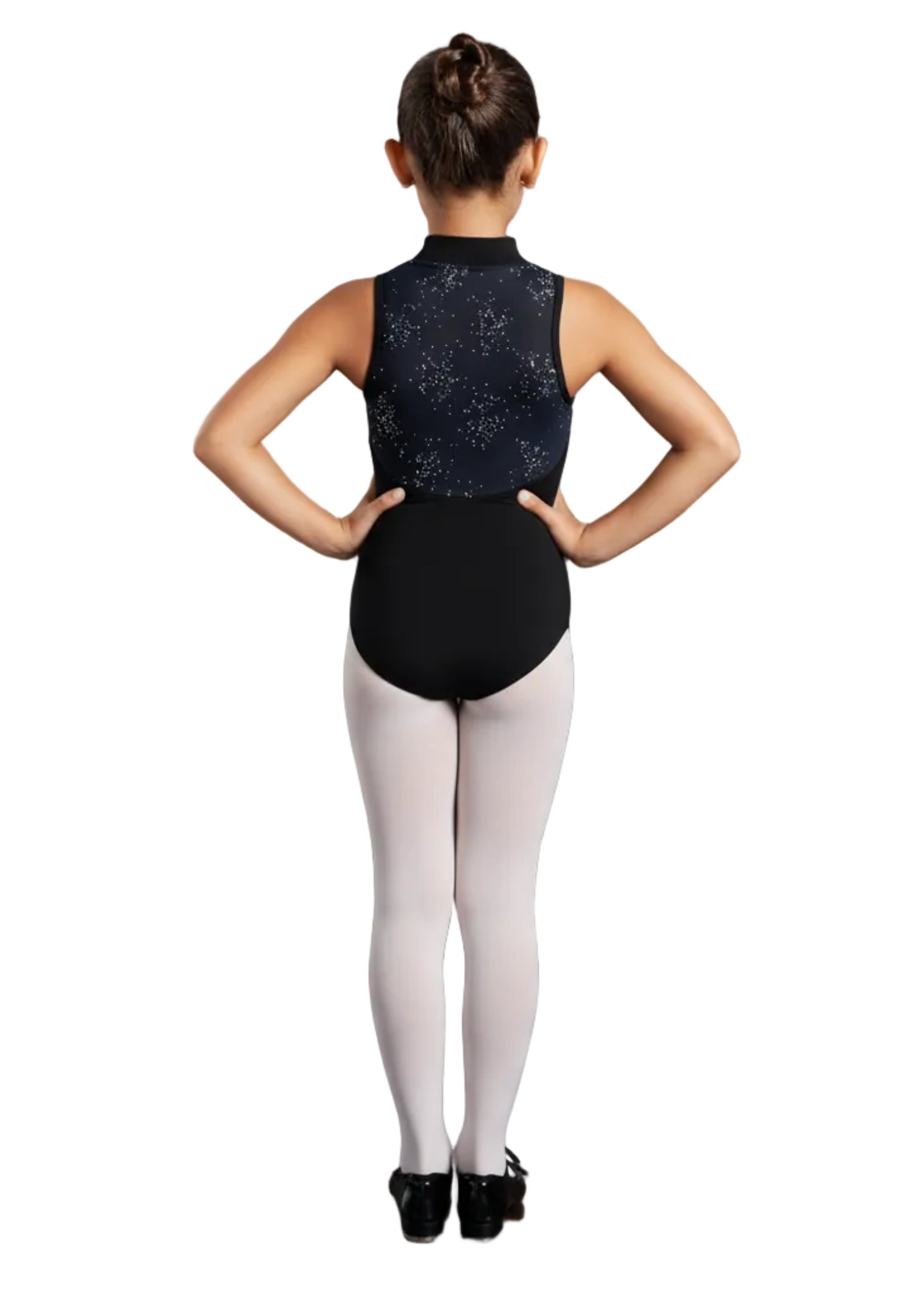Zip Front Leotard Black back view