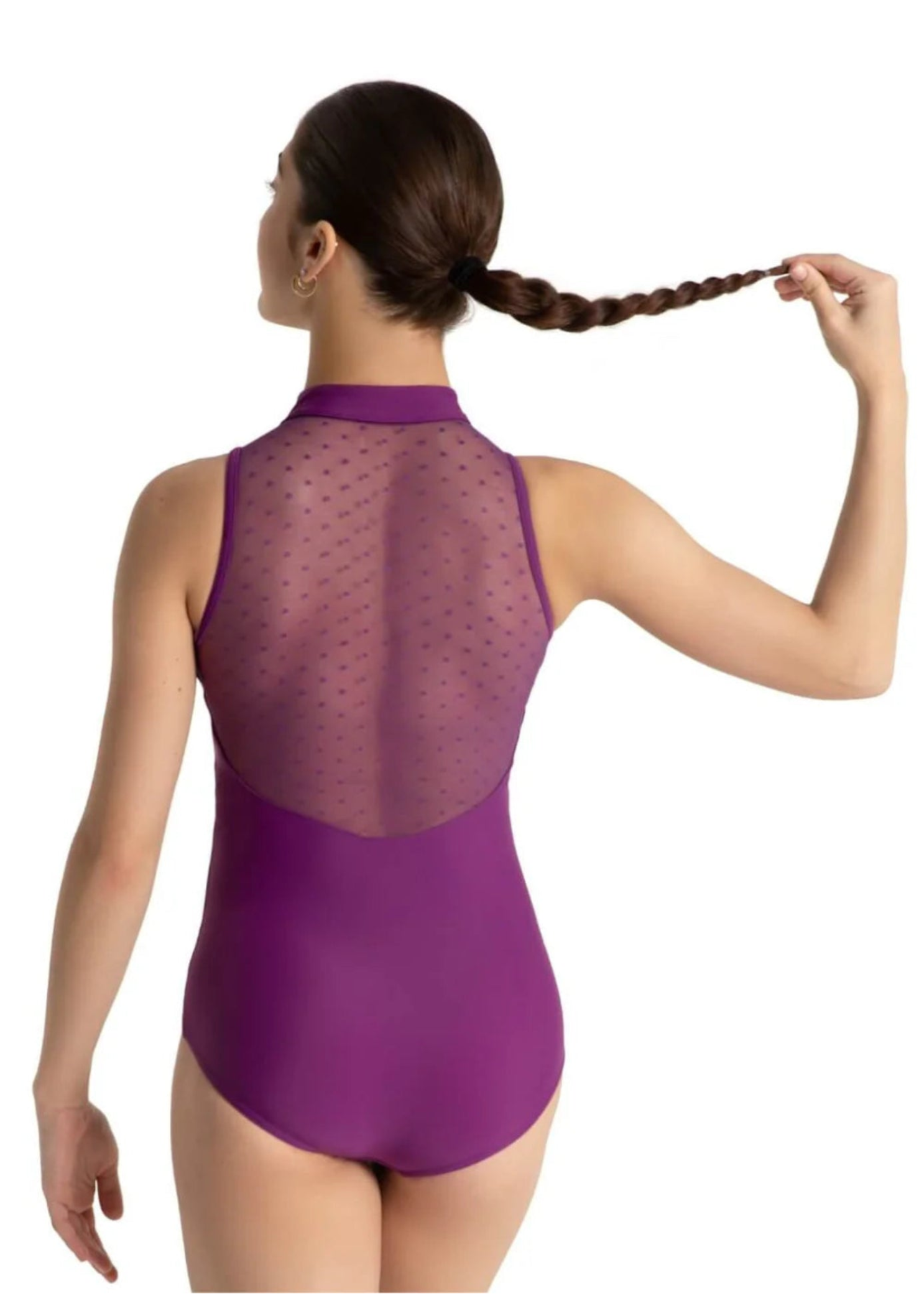 Zip Front Leotard Plum back view