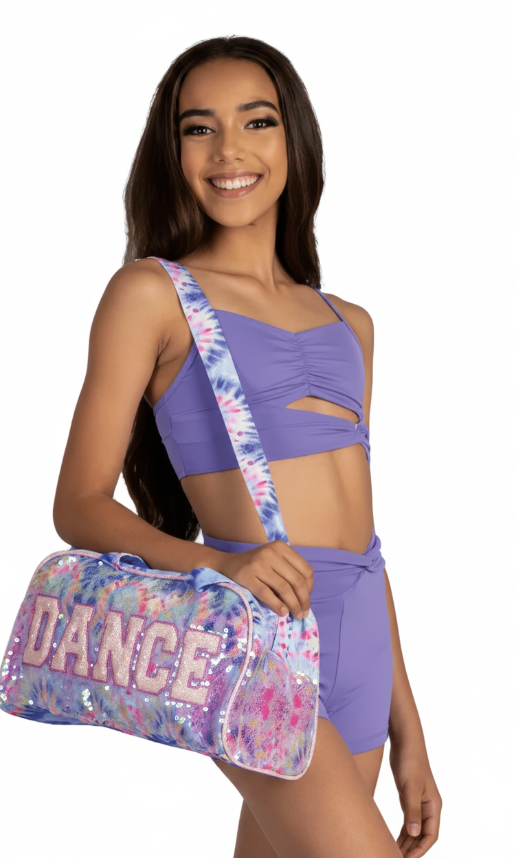 Groovy Sparkle Duffel Pastel Tie-Dye lifestyle view