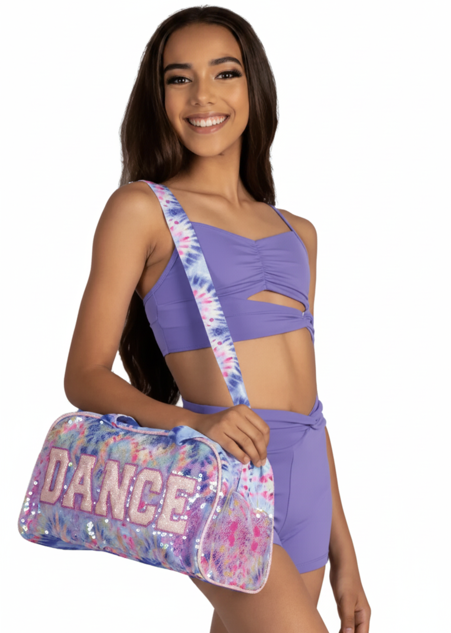 Groovy Sparkle Duffel Pastel Tie-Dye lifestyle view