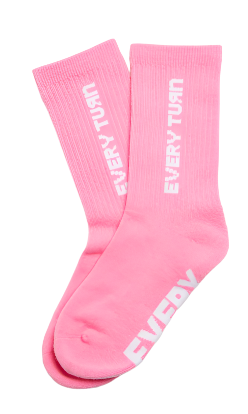 Base Crew Sock Flower Pink side view