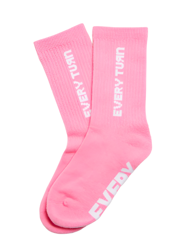 Base Crew Sock Flower Pink side view
