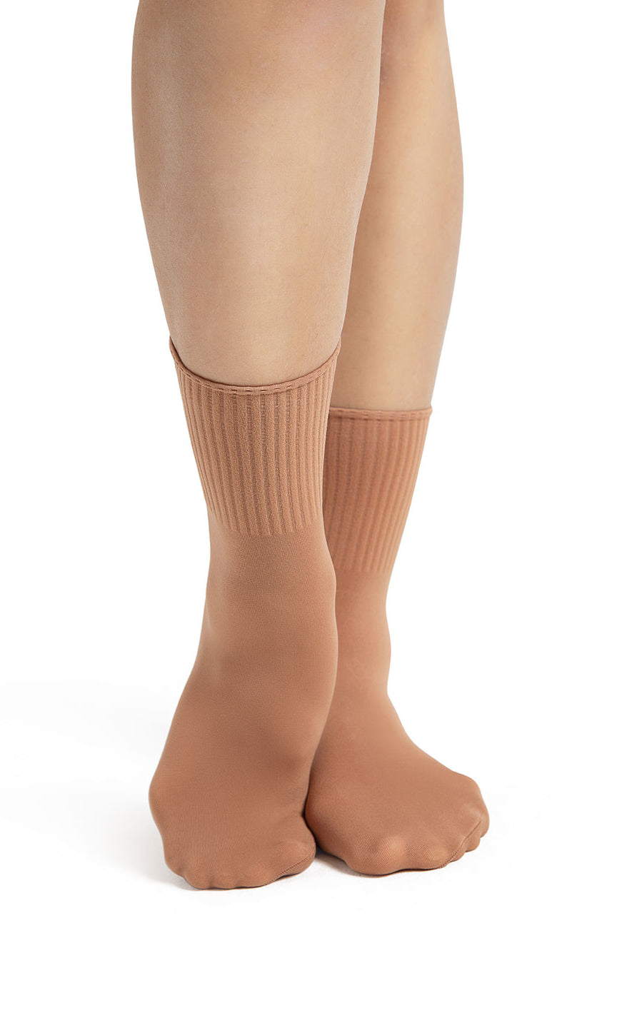 Ribbed Sock Suntan front view