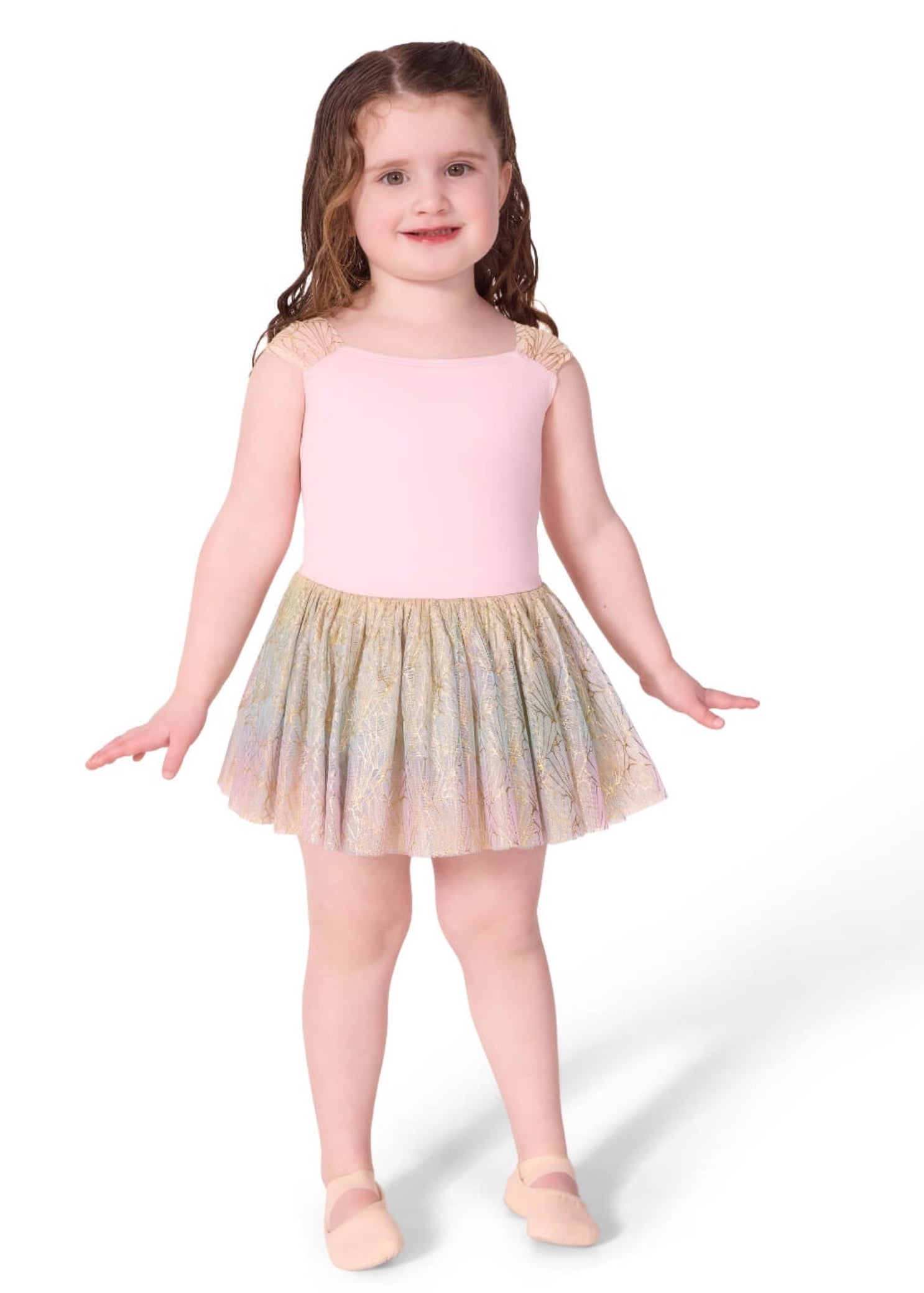 Ariel Cap Sleeve Tutu Dress Pink front view