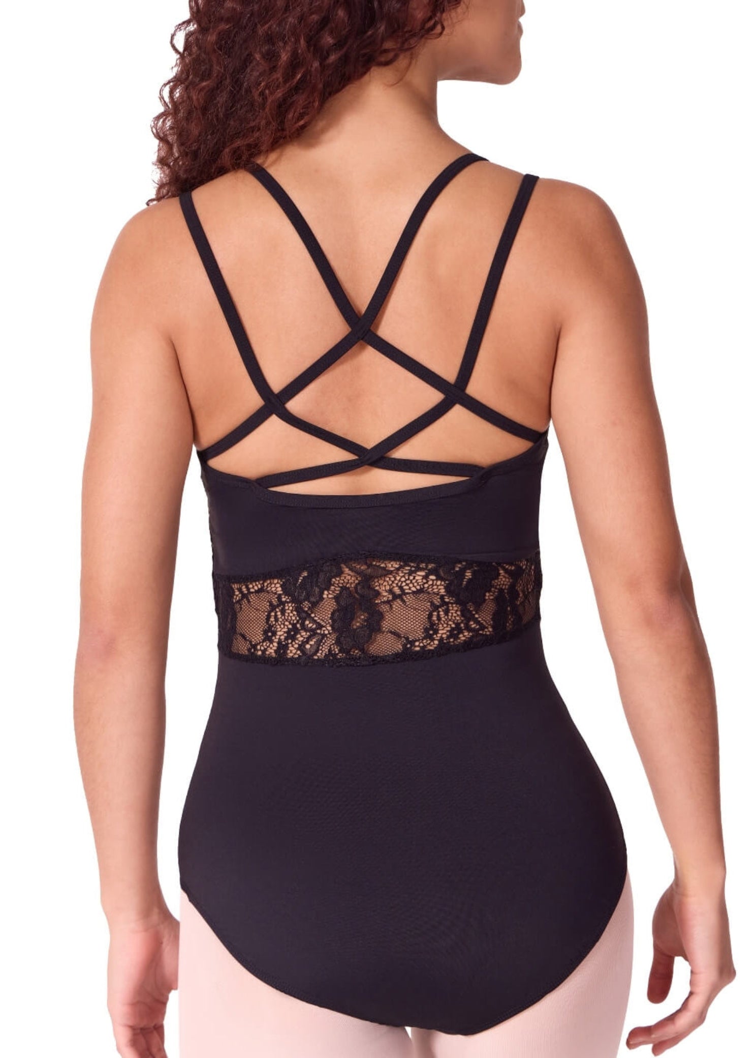 Lace Cami Leotard Black back view