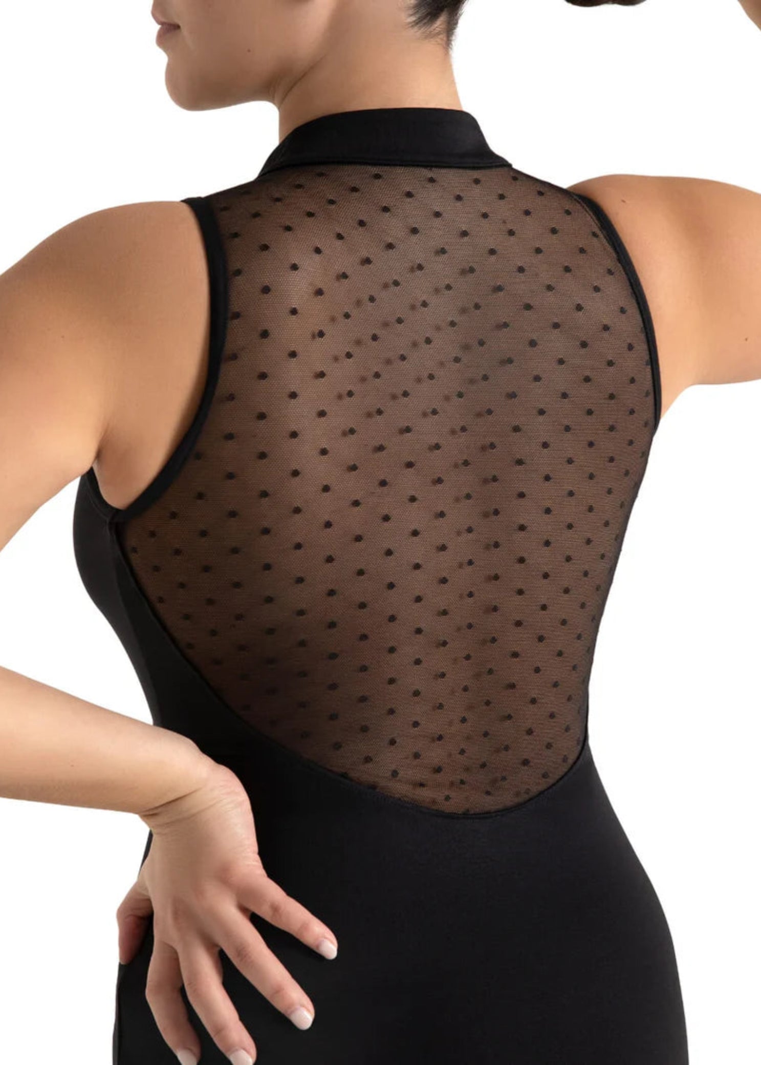 Zip Front Leotard Black back view
