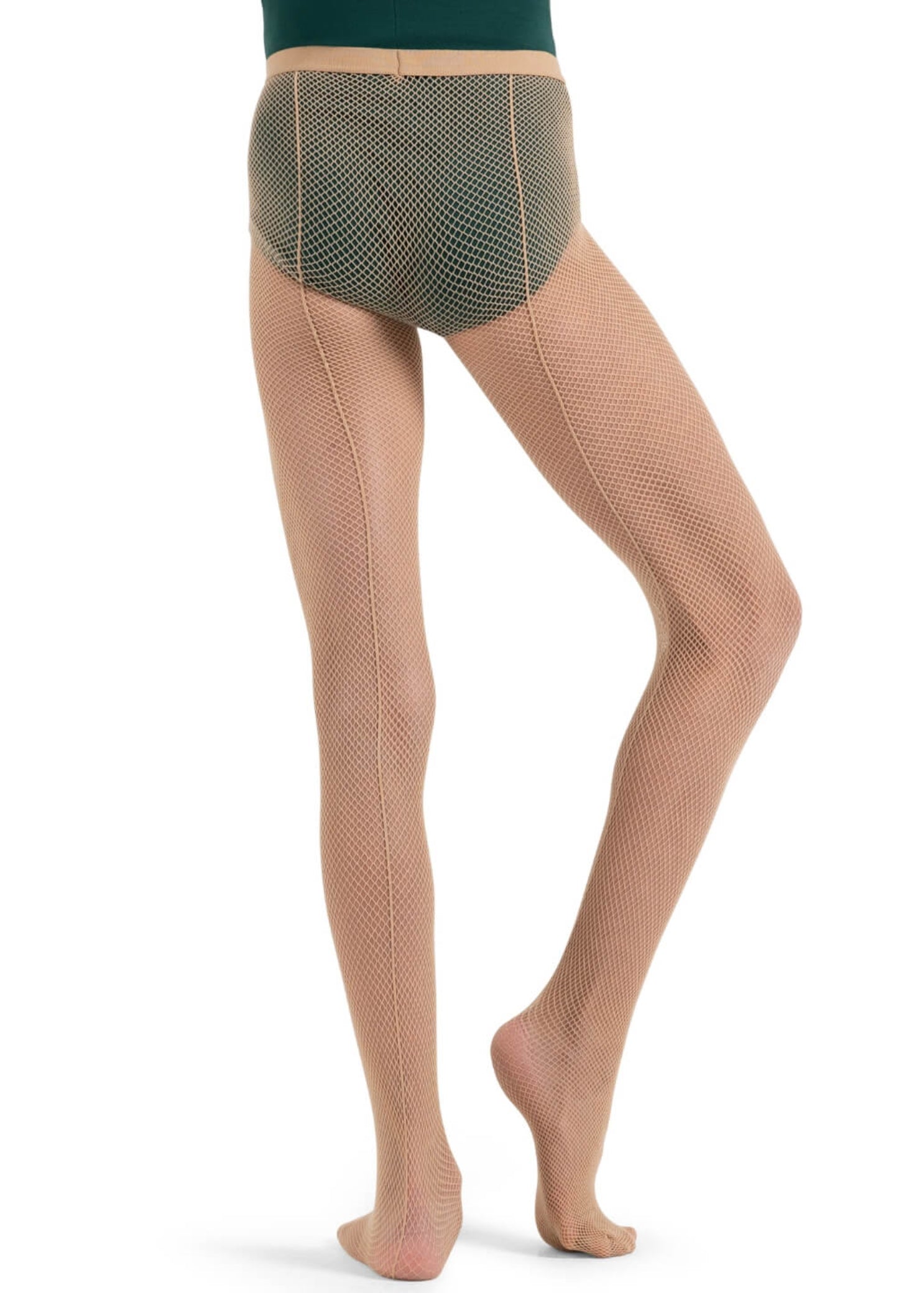 Classic Seamed Fishnet Tight Child Caramel