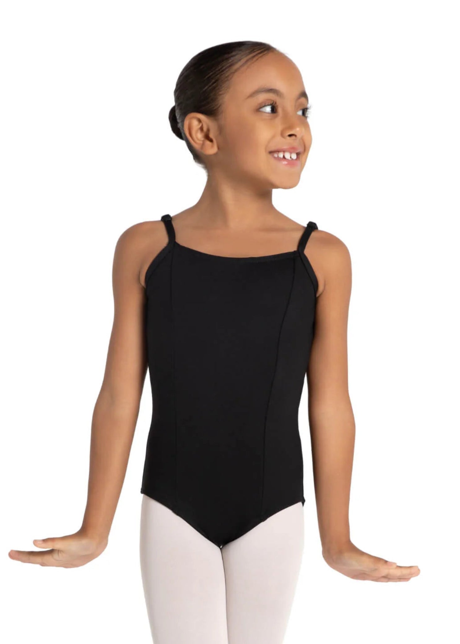 Seamed Camisole Leotard Black front view
