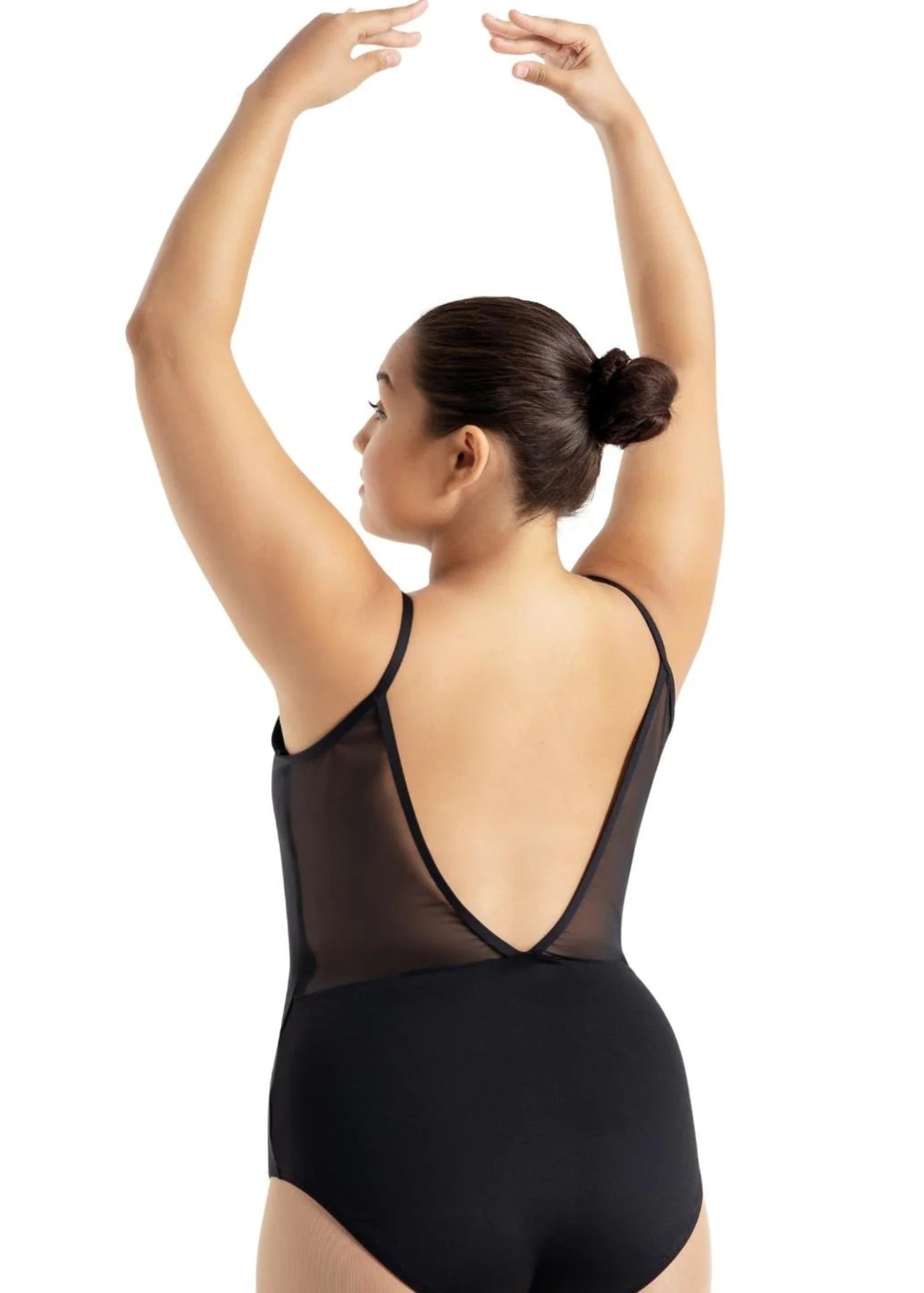 Mesh Back Cami Leotard Black back view