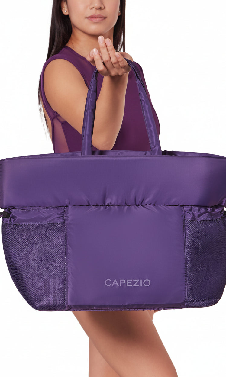 Studio Tote Aubergine lifestyle view