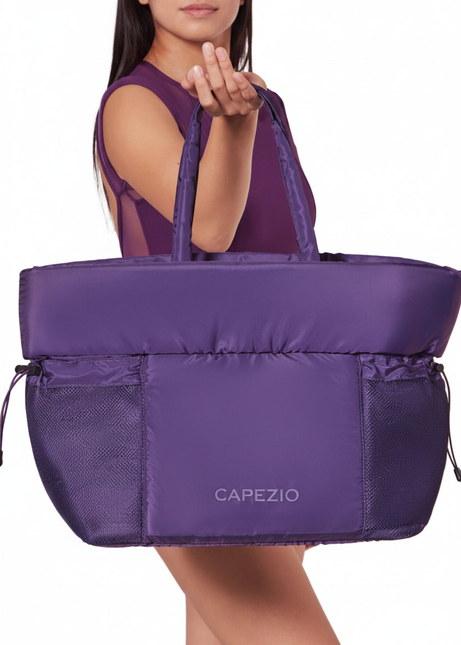 Studio Tote Aubergine lifestyle view