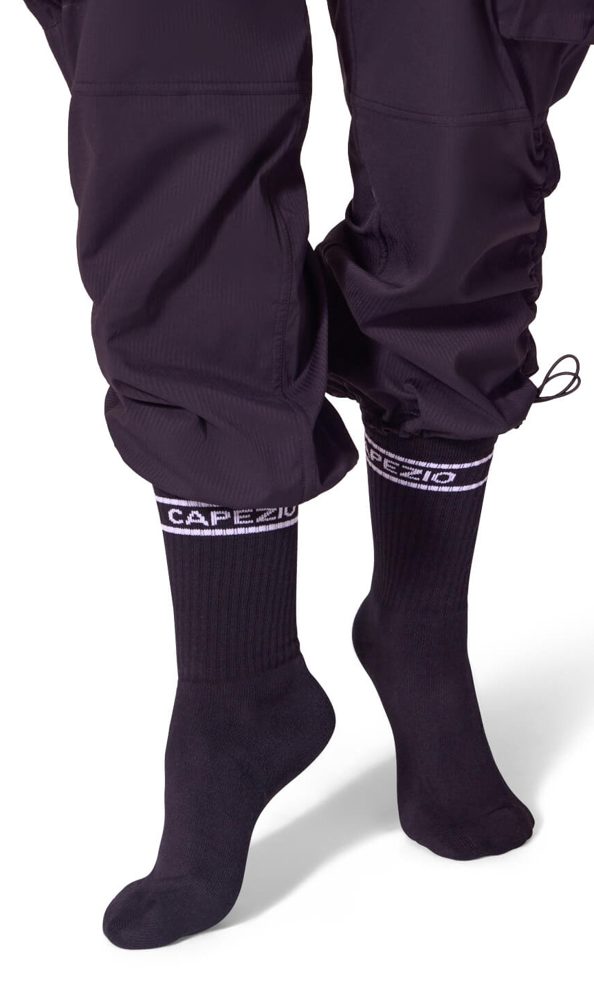 Varsity Crew Sock Black front view